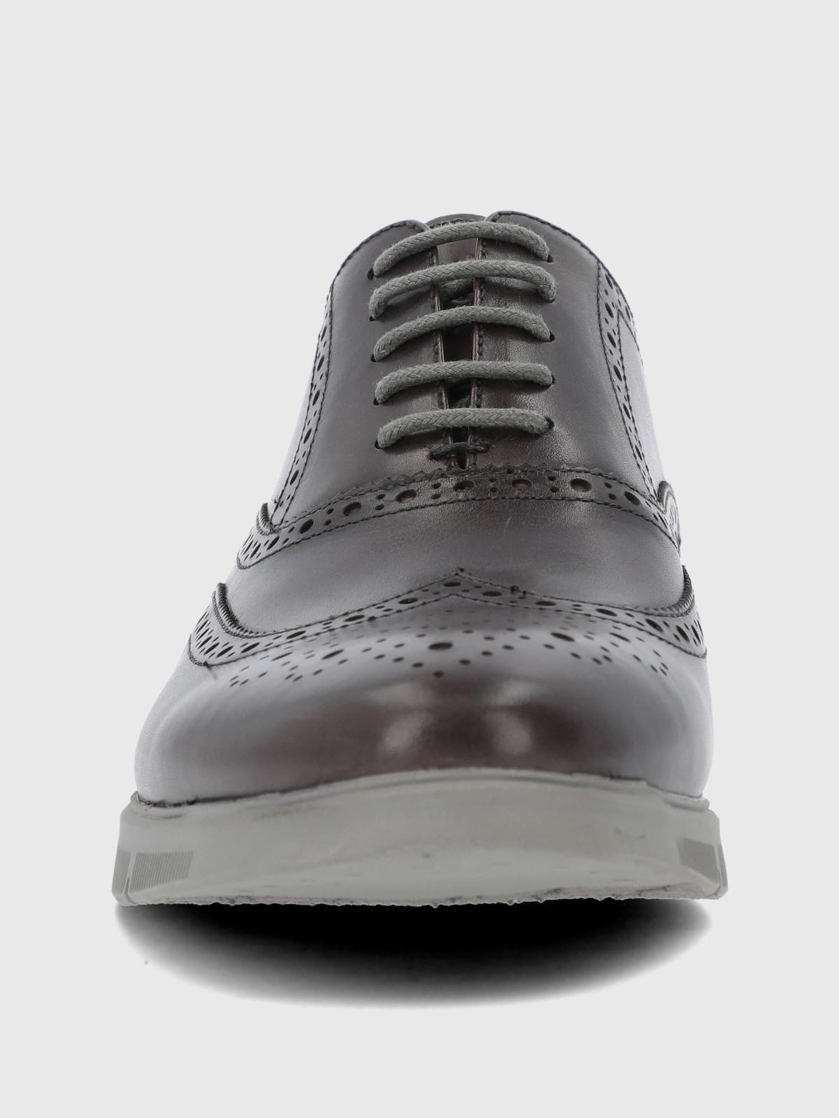 Zapato Cuero Hombre Wing Flex Gris-3
