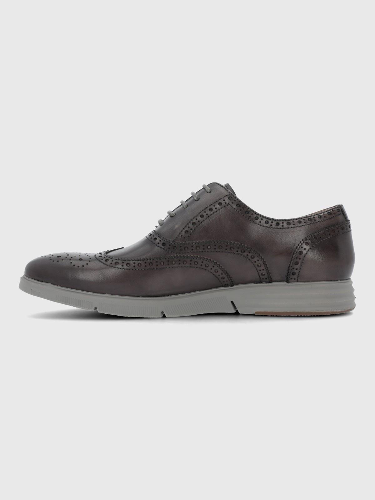 Zapato Cuero Hombre Wing Flex Gris-4