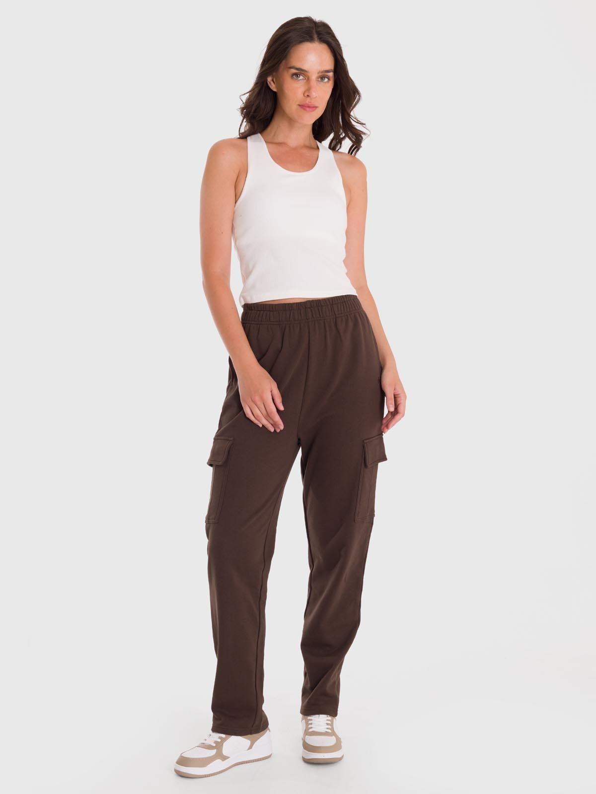 Pantalón Mujer Cargo Café-1
