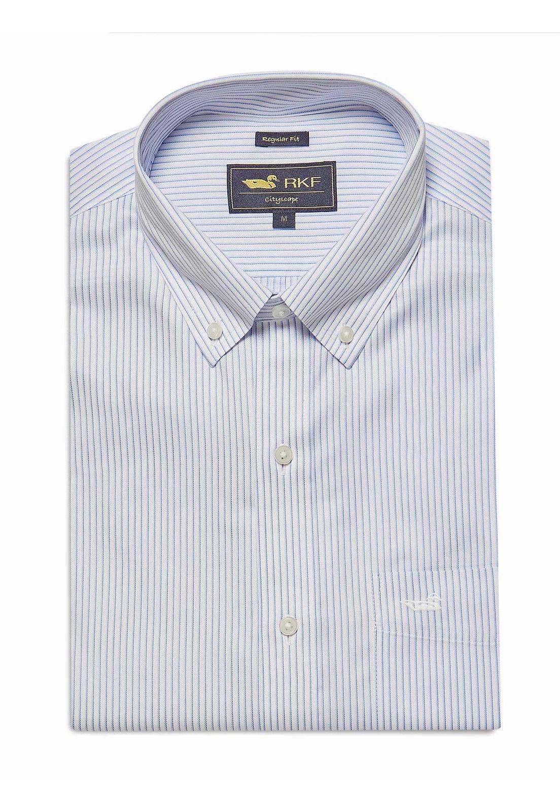 Camisa Libre de Arrugas Algodón Celeste Hombre-0