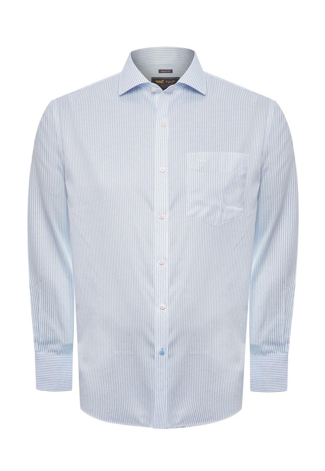 Camisa Libre de Arrugas Algodón Celeste Hombre-1