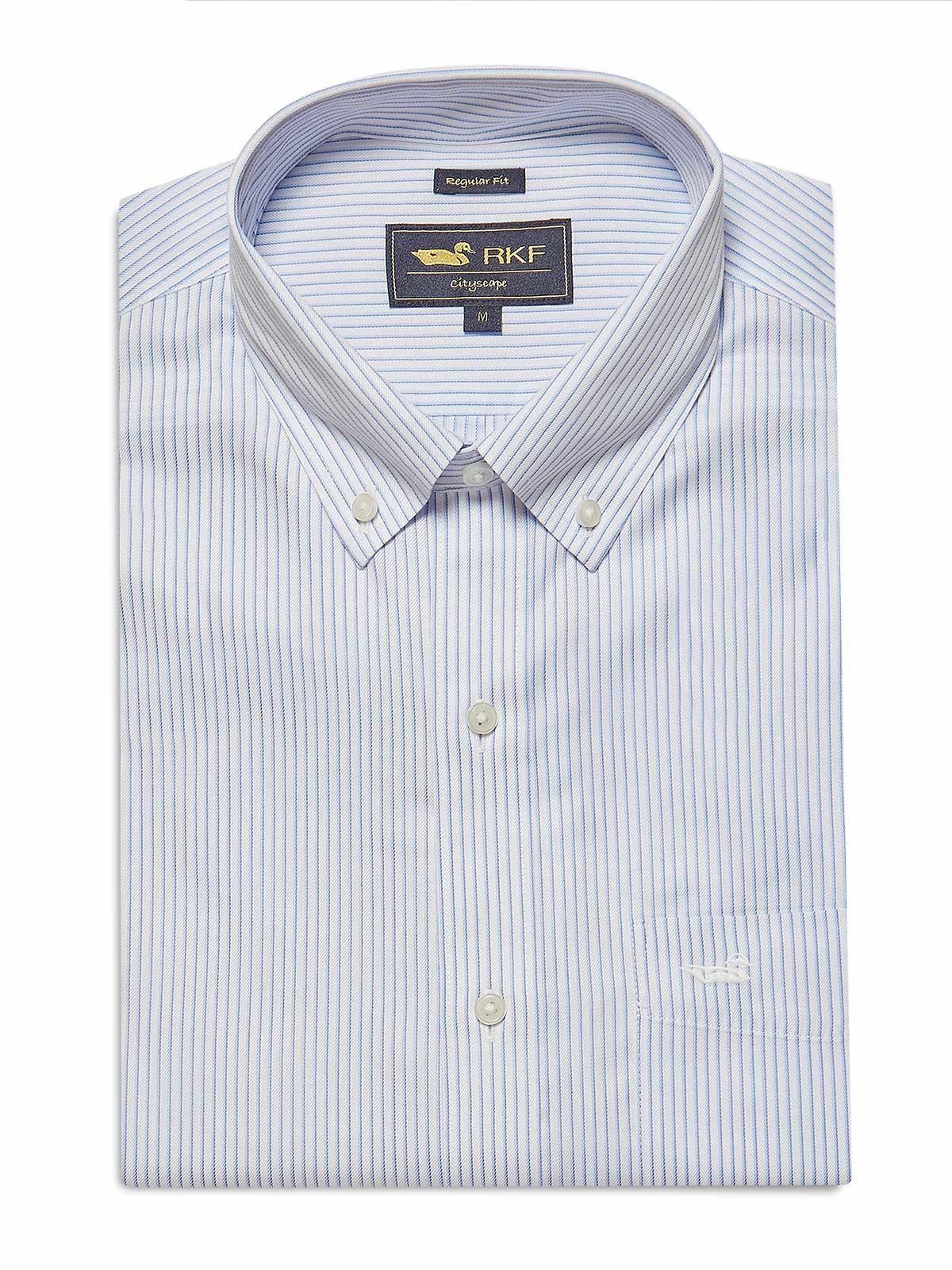 Camisa Libre de Arrugas Algodón Celeste Hombre-0
