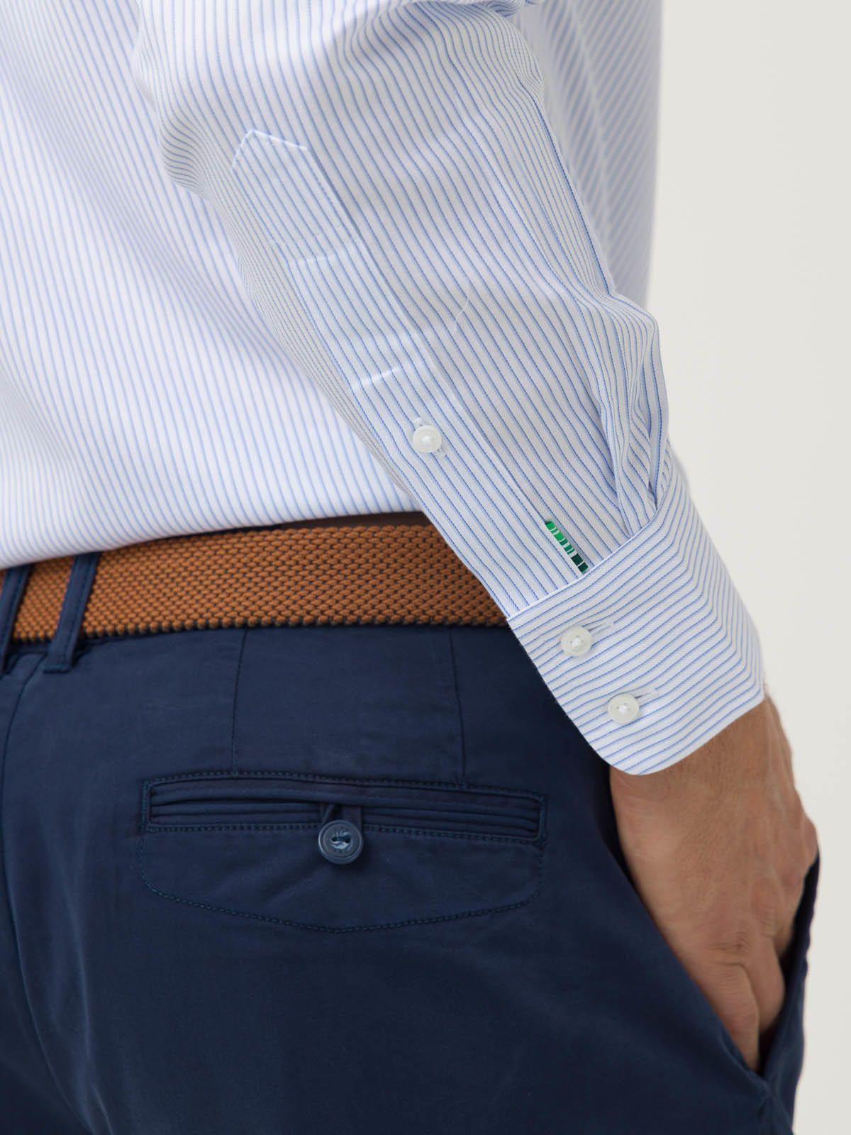 Camisa Libre de Arrugas Algodón Celeste Hombre-8