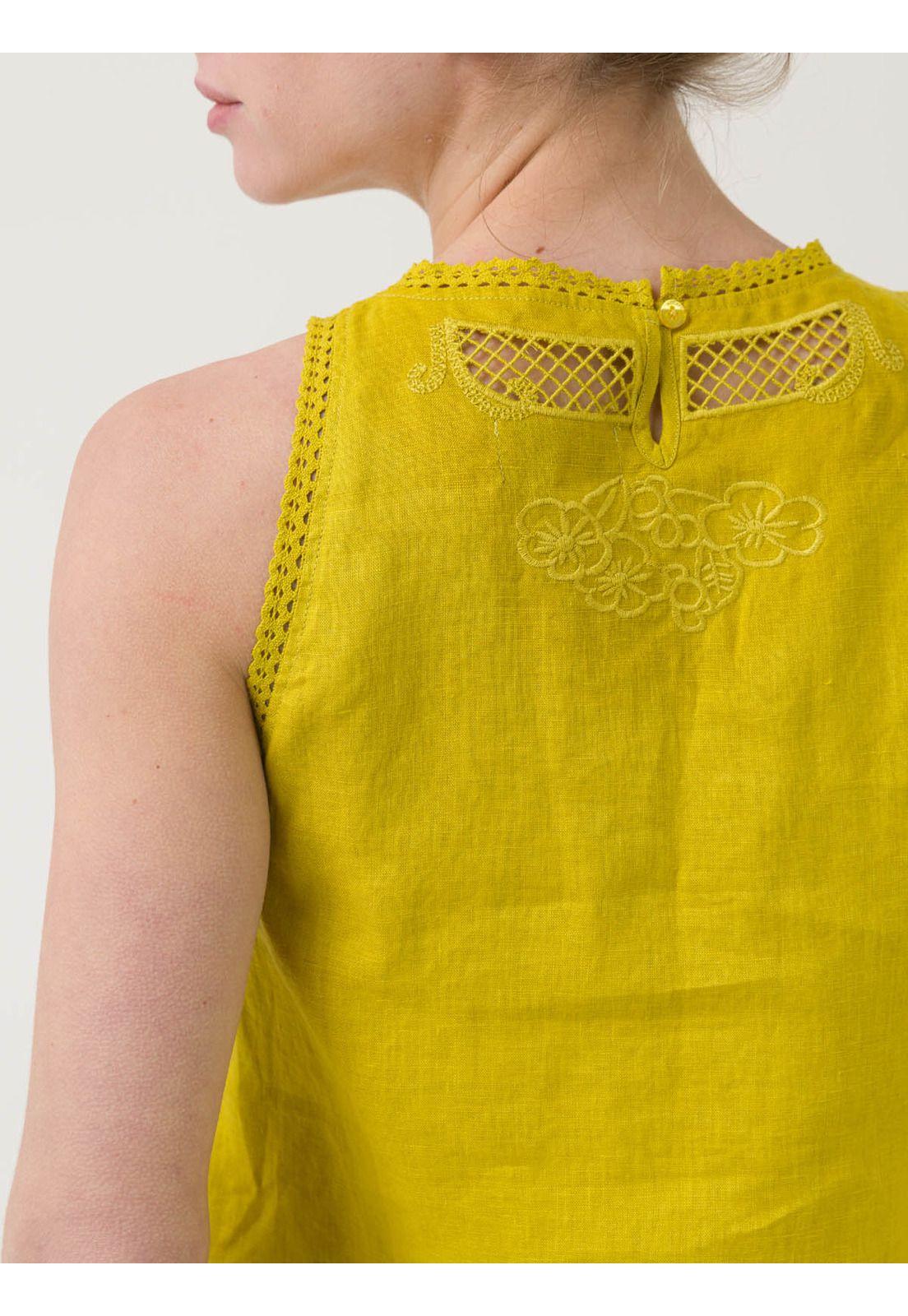 Blusa Lino Orgánico Mujer Cleep Amarillo -7
