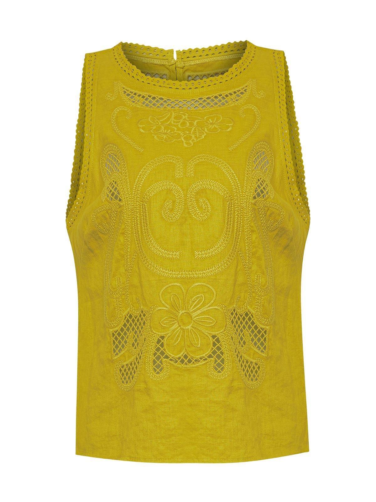 Blusa Lino Orgánico Mujer Cleep Amarillo -0