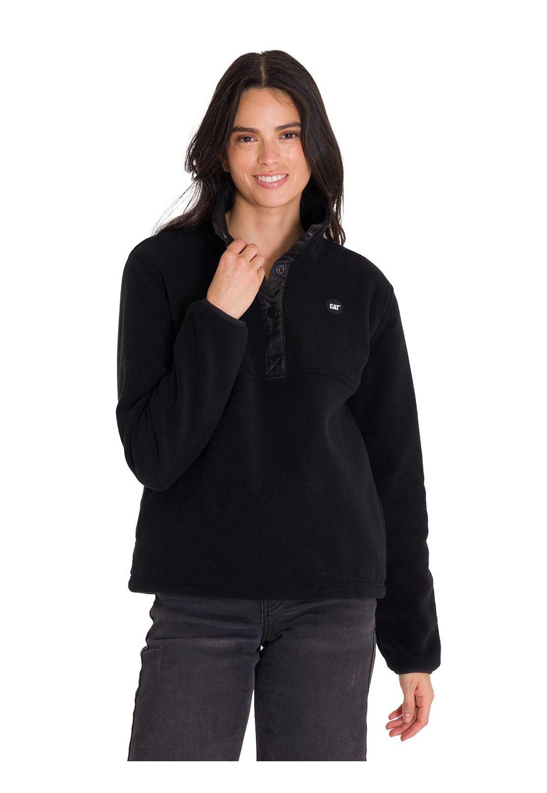 Polar Fleece Half Snap Mujer Negro-0