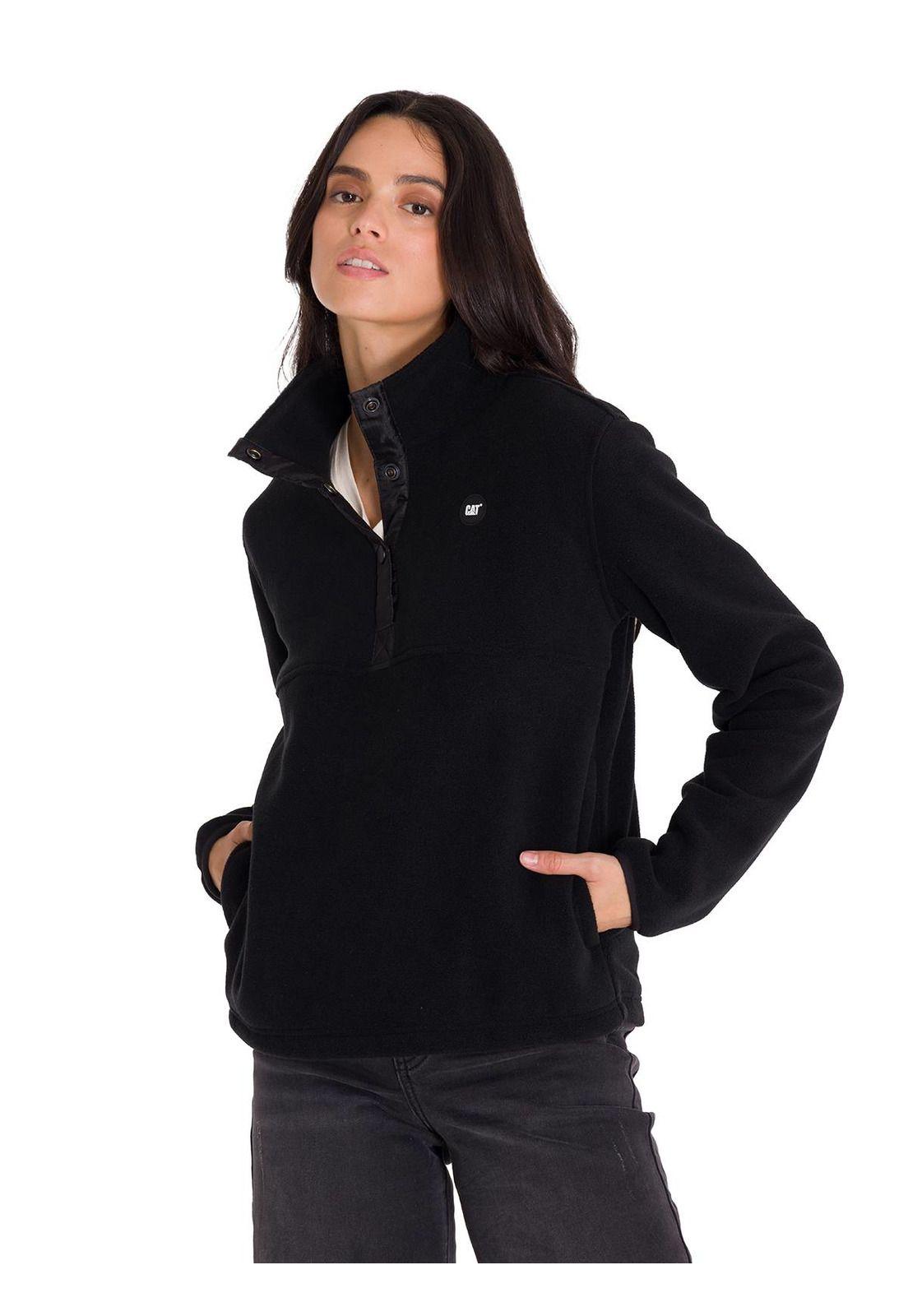 Polar Fleece Half Snap Mujer Negro-1