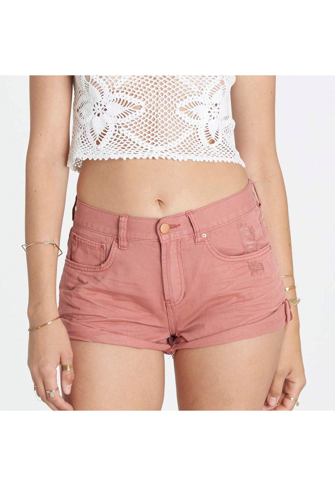 Short Algodon Mujer Just Me Rosado Billabong-0
