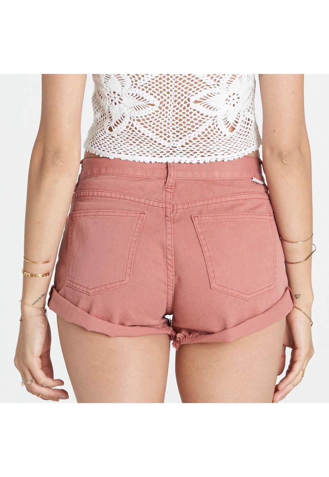 Short Algodon Mujer Just Me Rosado Billabong-1