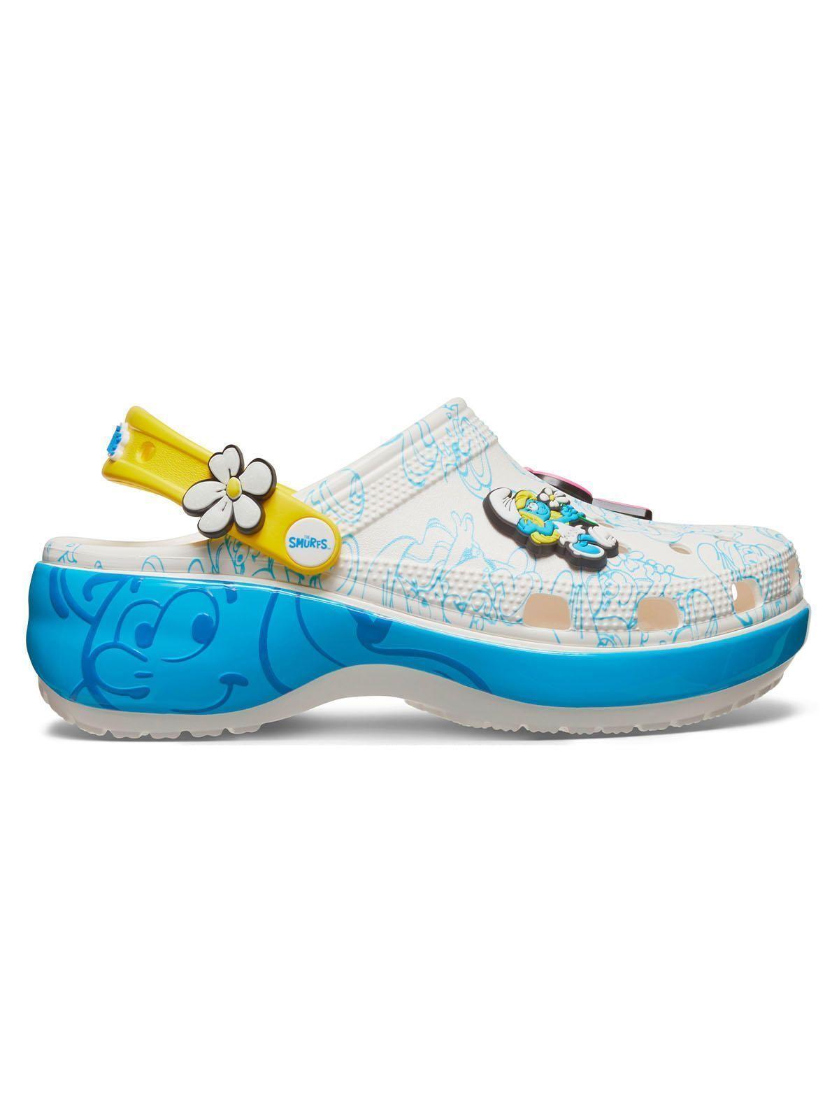 Zueco Crocs Mujer Smurfs Platform Clog Blanco-0