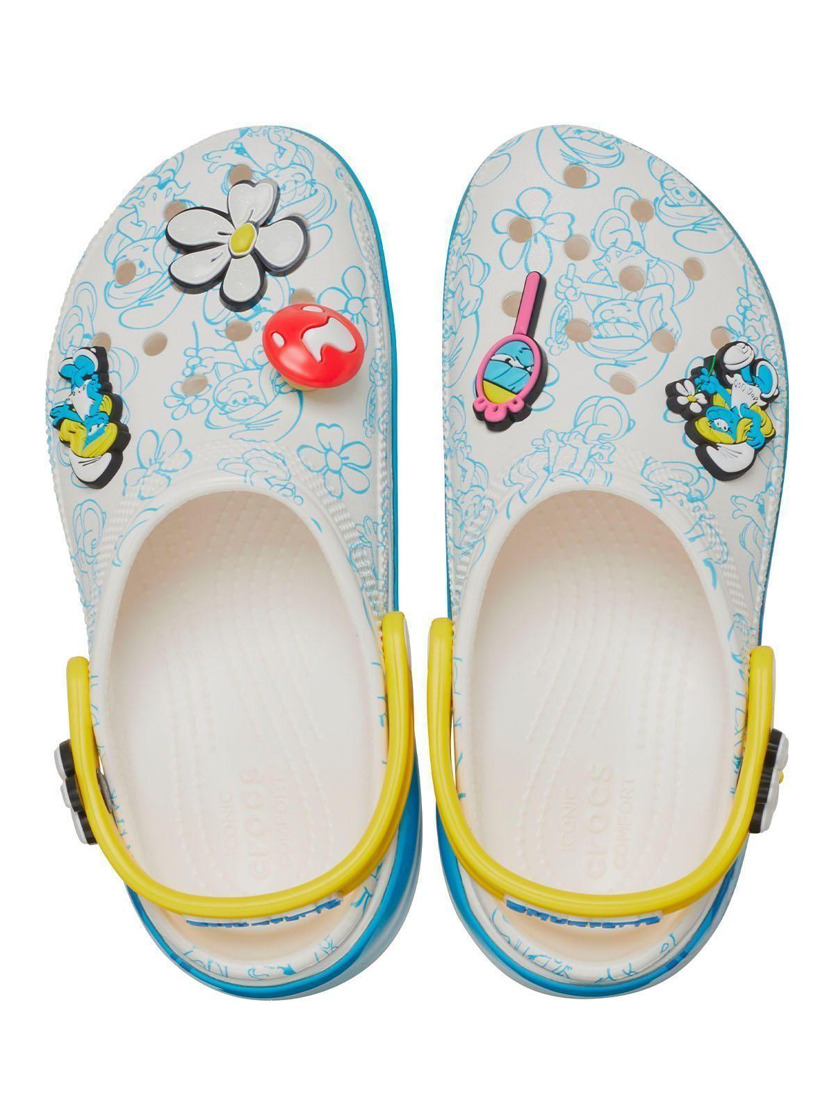 Zueco Crocs Mujer Smurfs Platform Clog Blanco-4