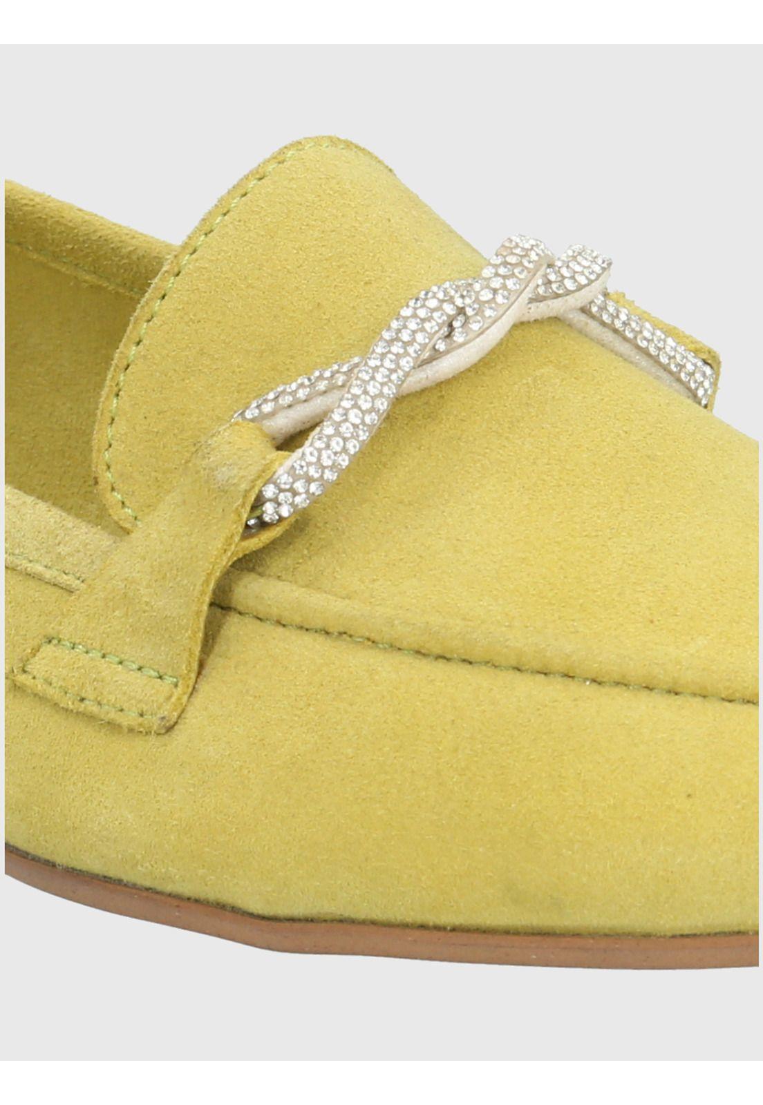 Mocasín Cuero Verde Limón  Mujer Dinnat -6