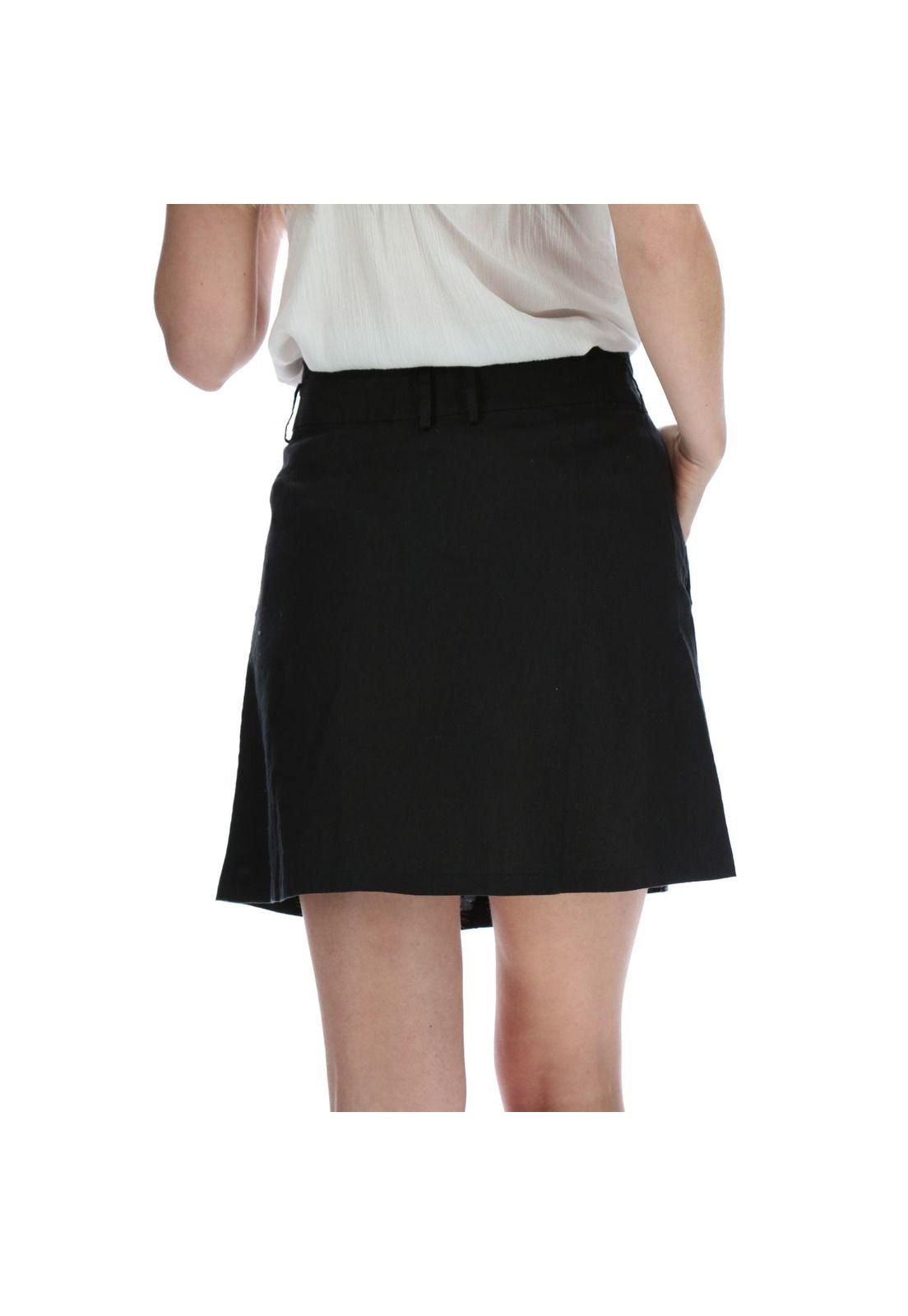 Falda Lino Mujer Veronica Negro-2