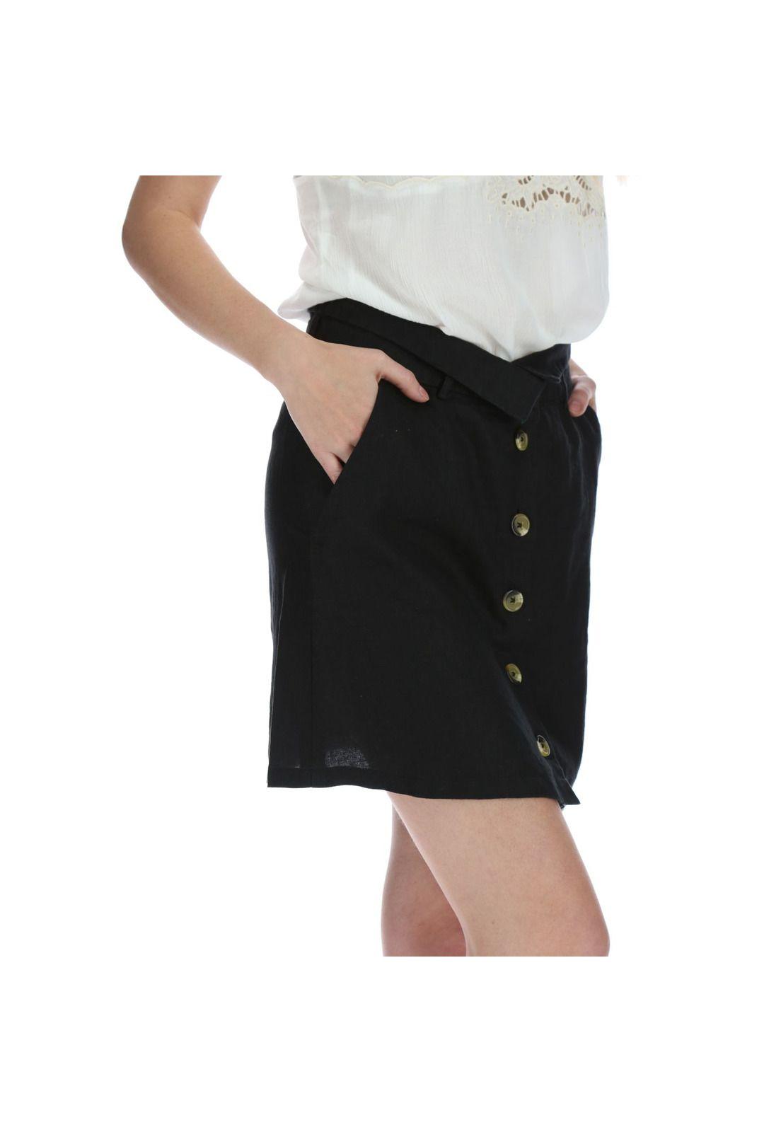 Falda Lino Mujer Veronica Negro-3
