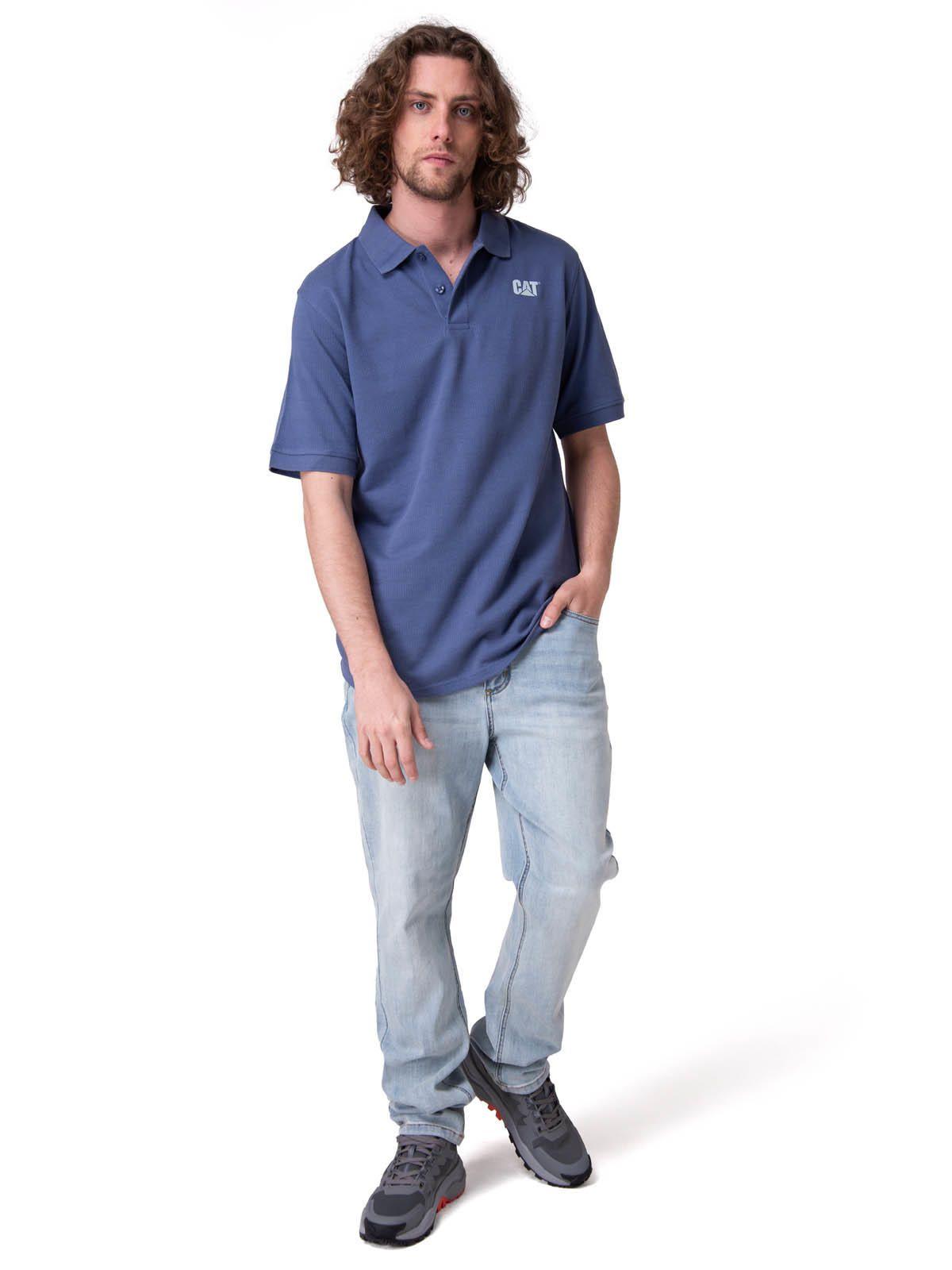 Polera Manga Corta Cat Logo Jersey Polo Hombre Azul-5