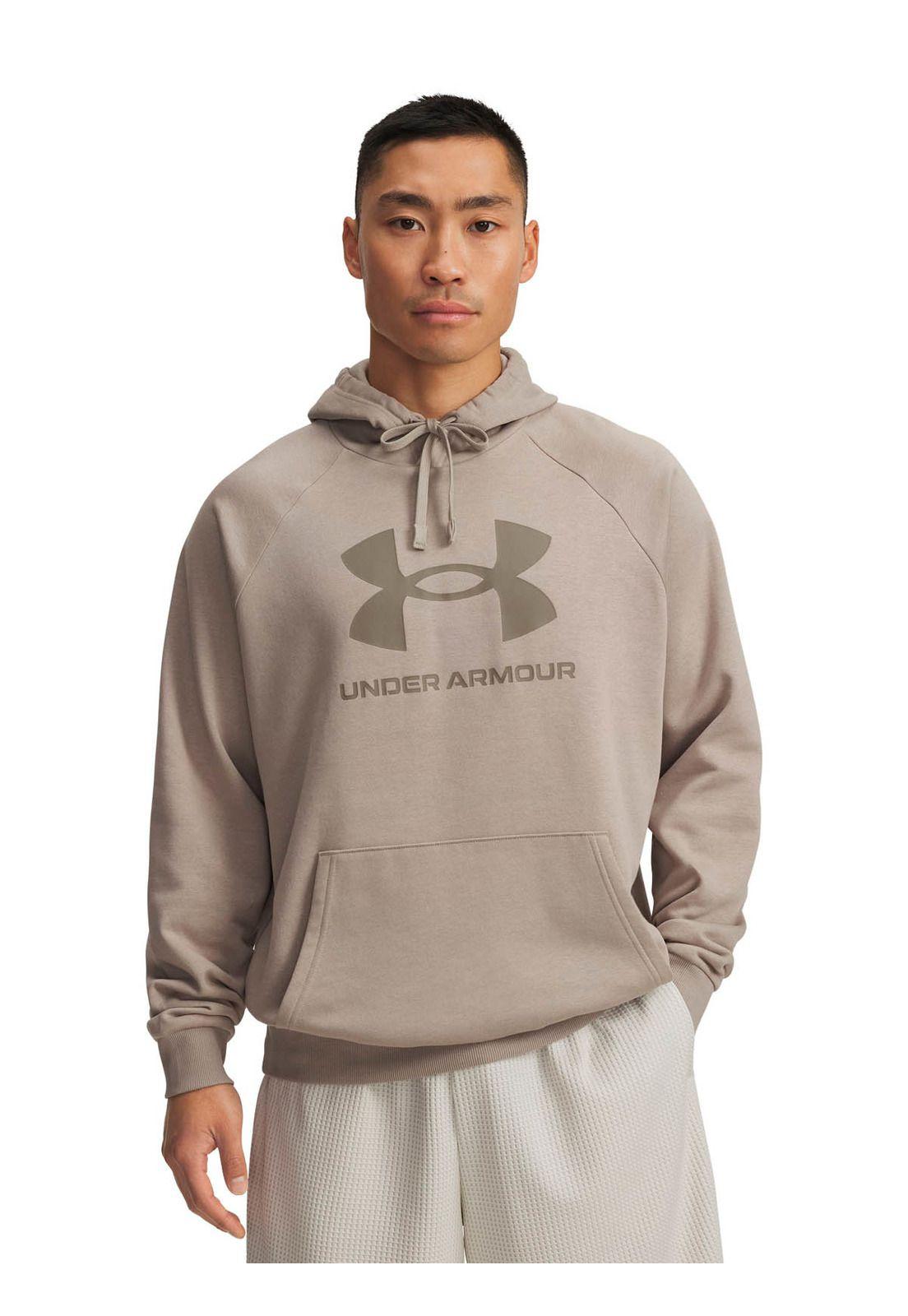 Poleron Lifestyle para hombre Rival Fleece Logo café -0