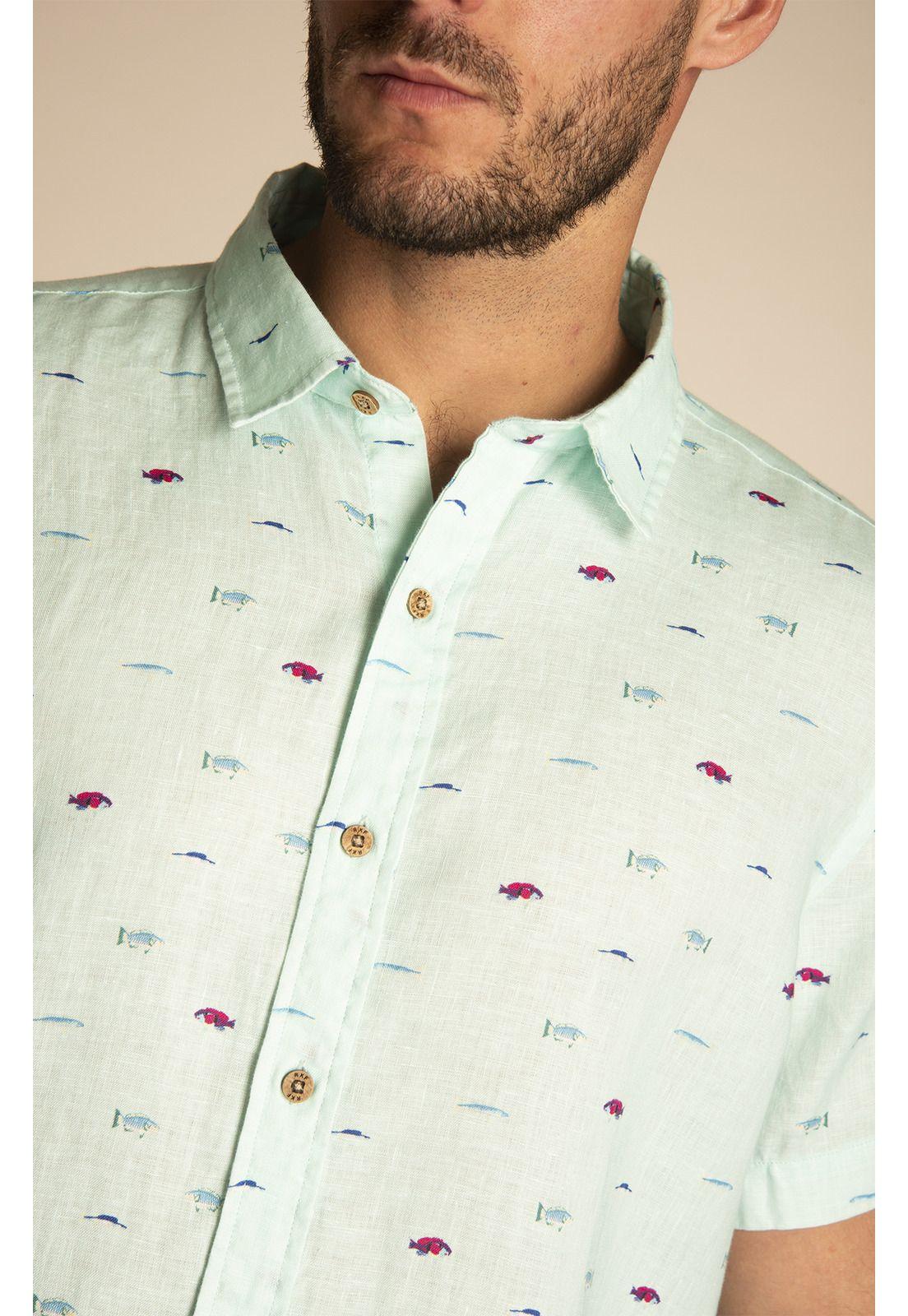 Camisa Lino Orgánico Hombre Nature Naranja-3