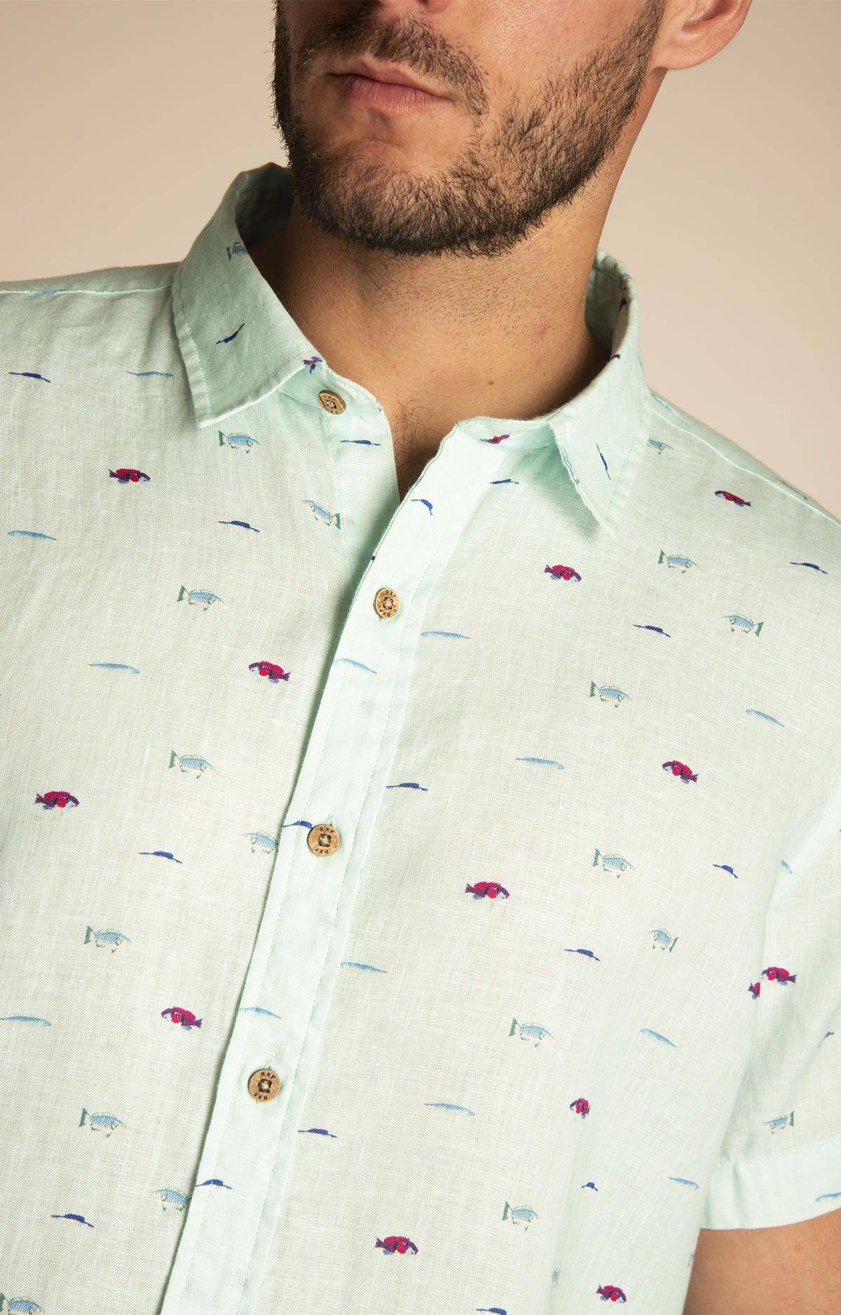 Camisa Lino Orgánico Hombre Nature Naranja-3