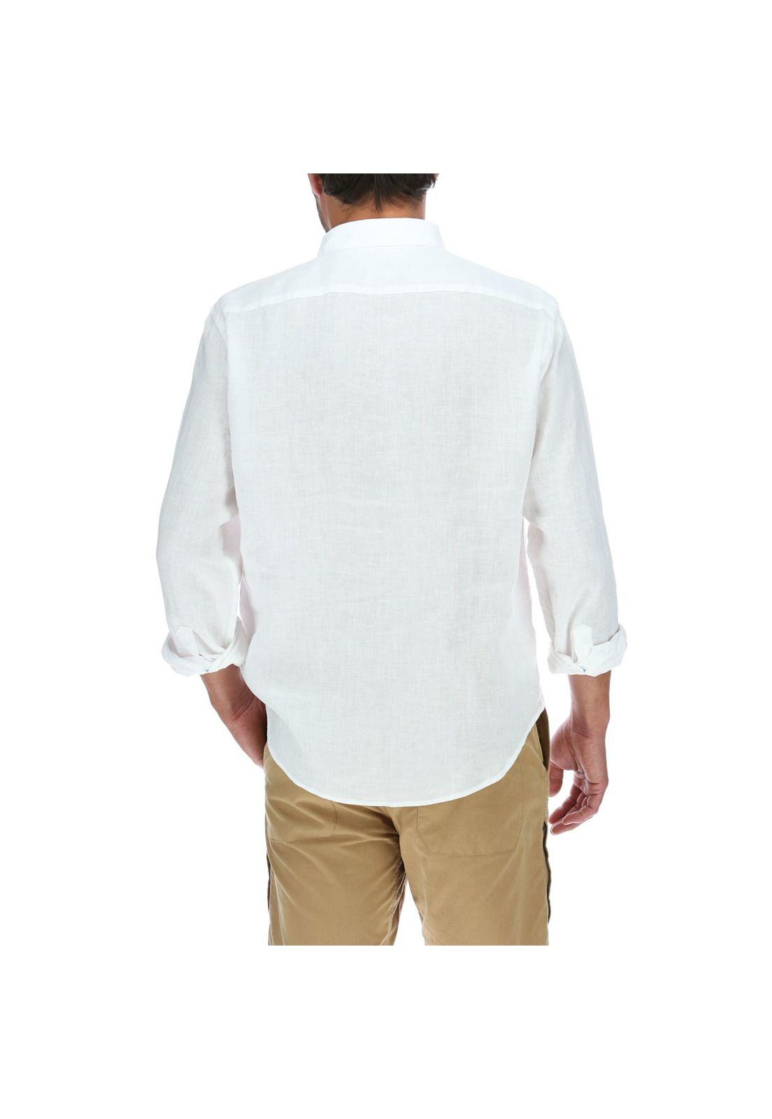 Camisa Lino Hombre Linen Blanco Rockford-2