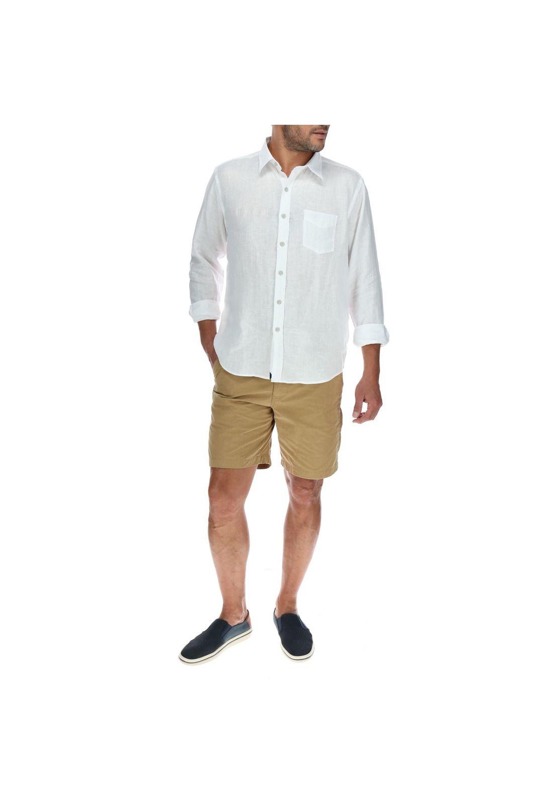 Camisa Lino Hombre Linen Blanco Rockford-4