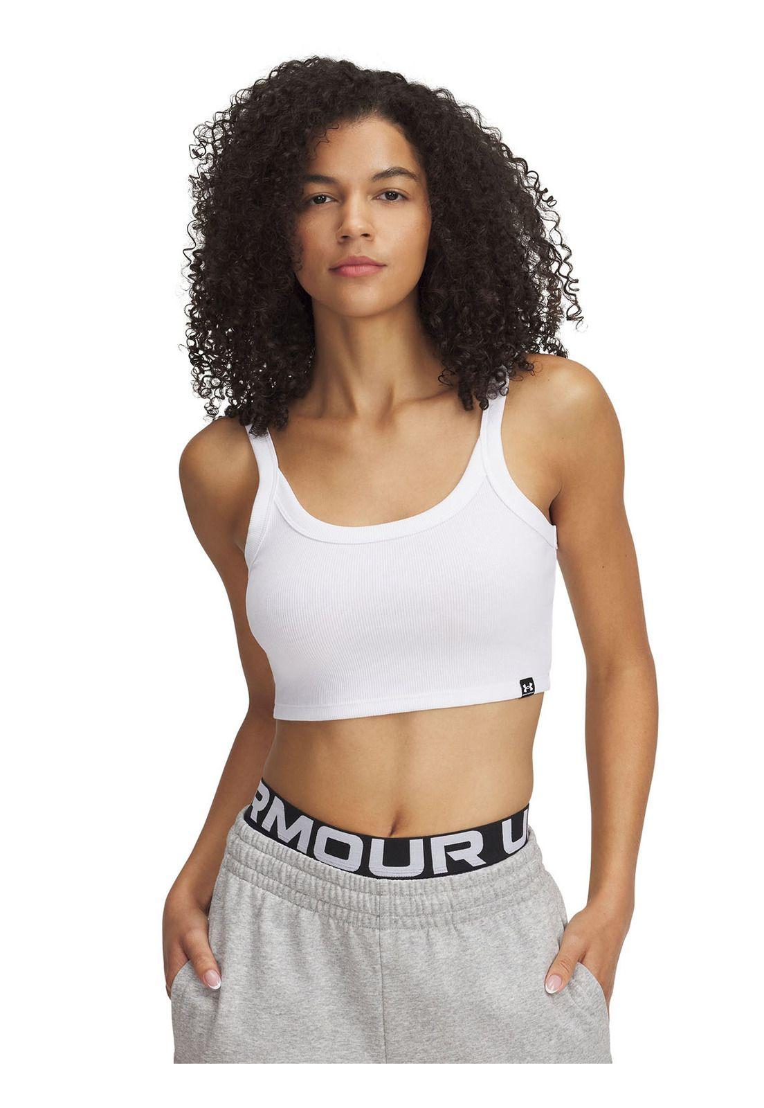 Polera Sin Mangas Ua Rival Rib Baby Blanco Para Mujer-0