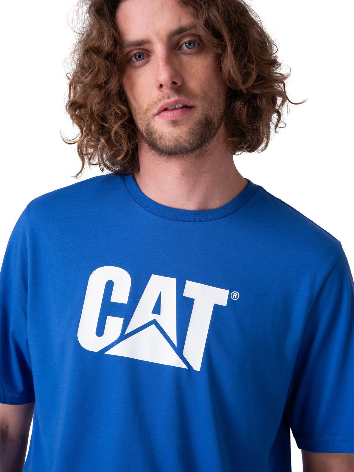Polera Manga Corta Cat Logo Tee Hombre Azul-3