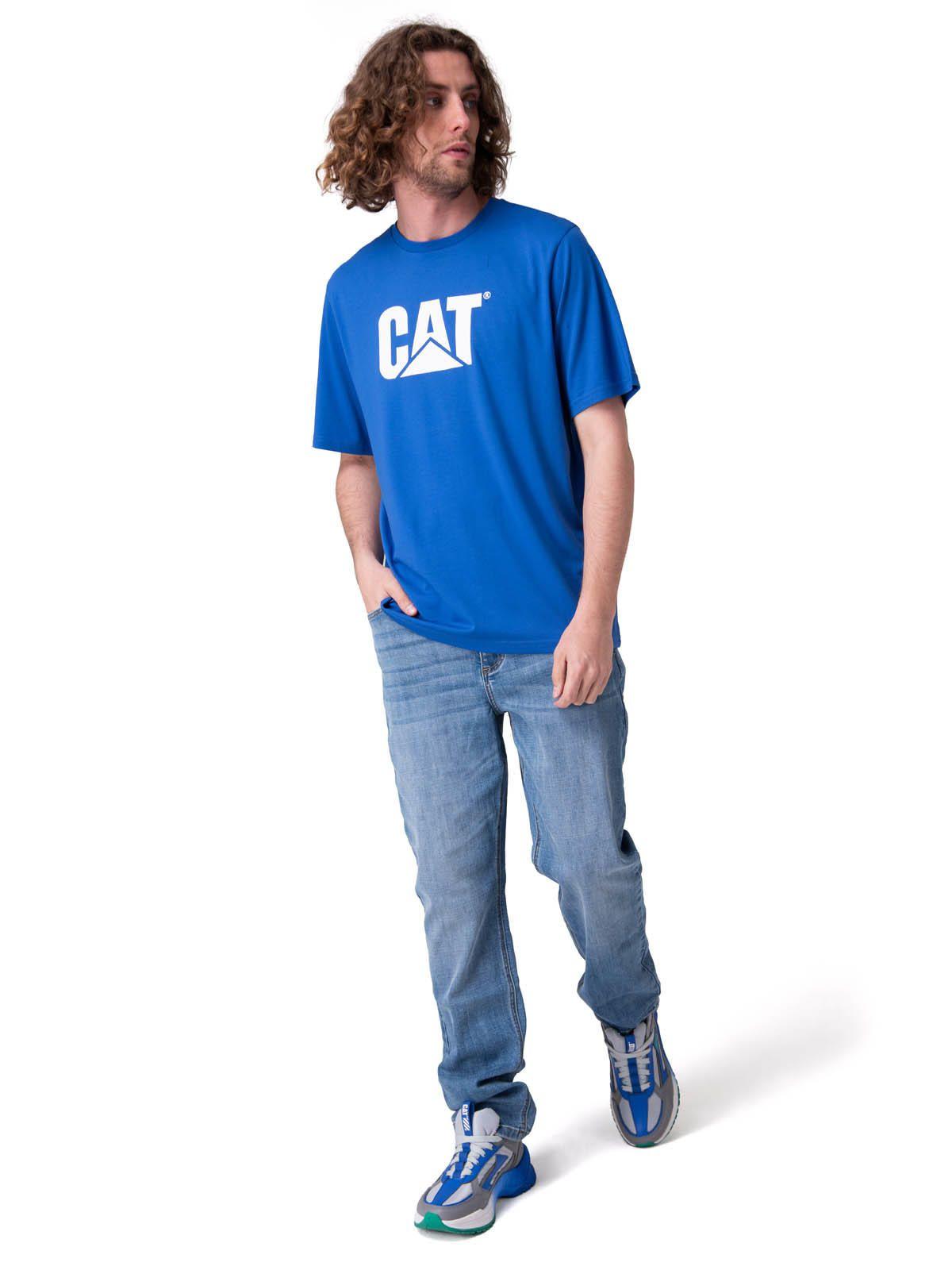 Polera Manga Corta Cat Logo Tee Hombre Azul-4