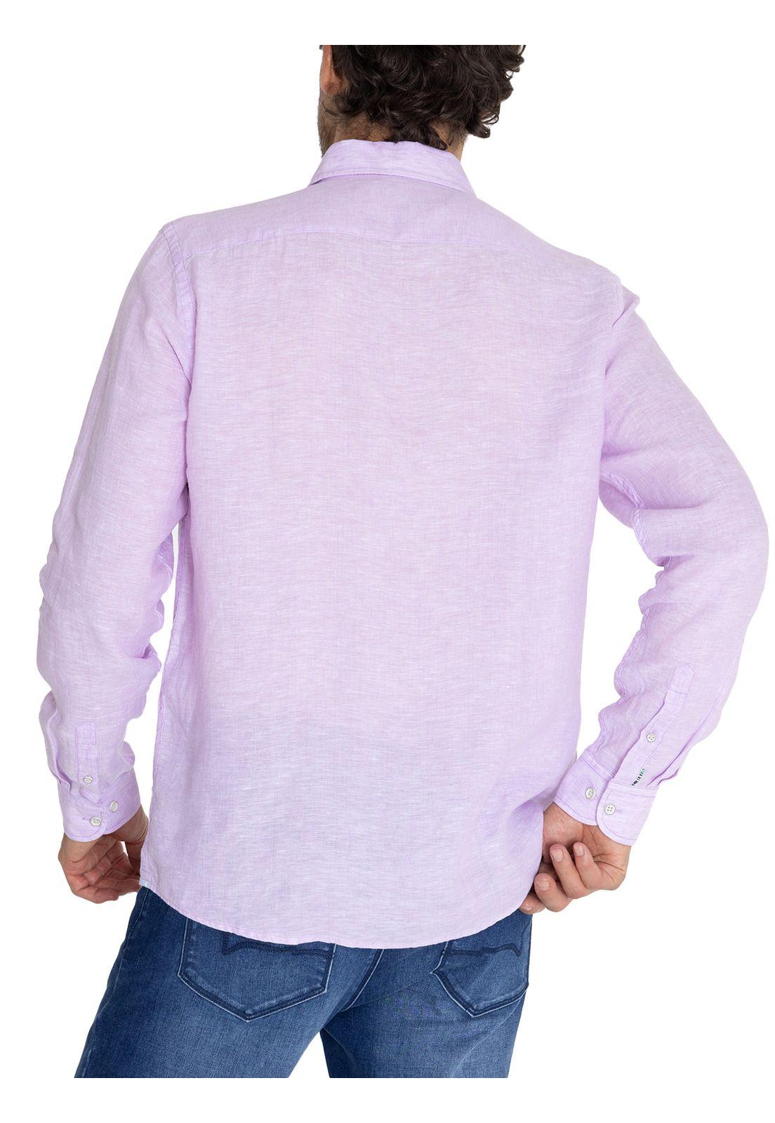 Camisa Lino Orgánico Lila Linen Hombre -7
