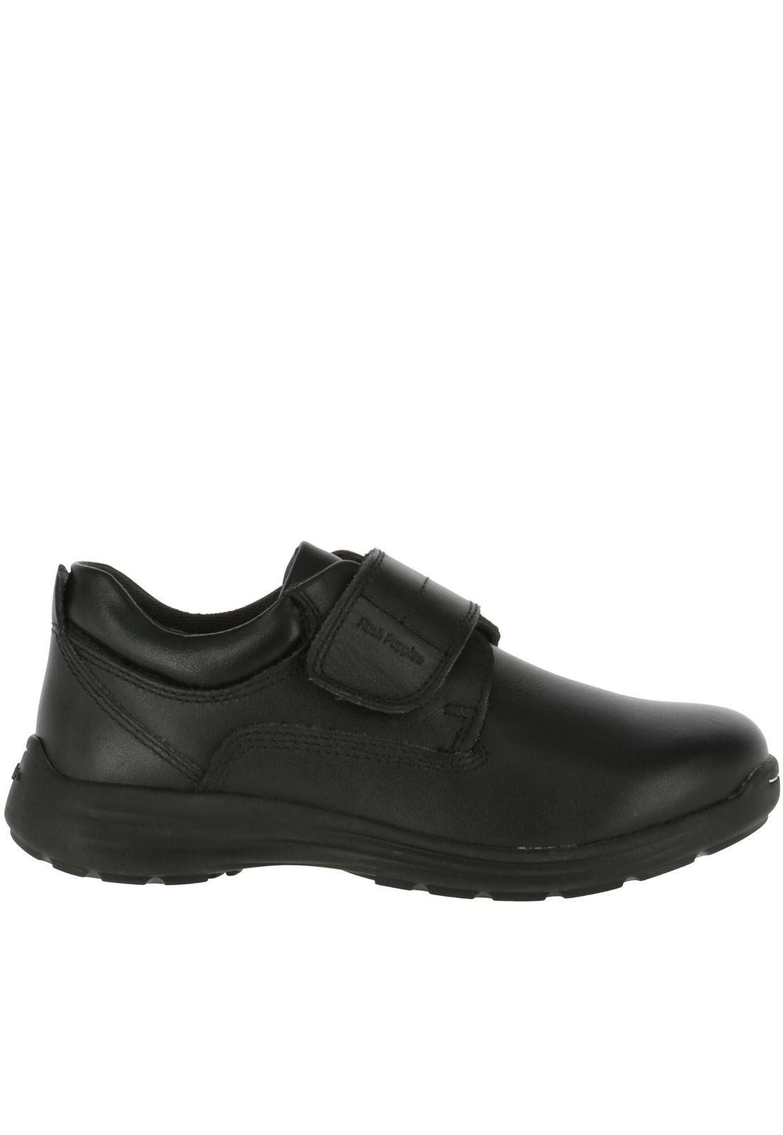Zapato Niño Cuero New Jungle Velcro Negro-3