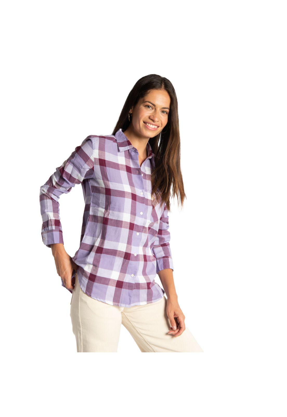 Blusa Manga Larga Mujer Foundation L/S Plaid Morado-0