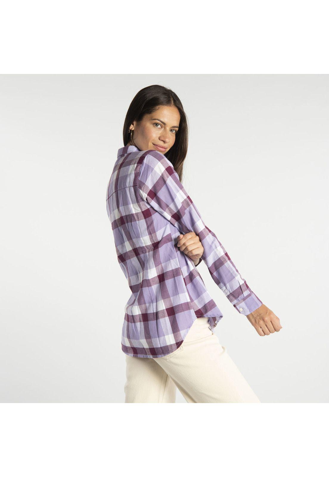 Blusa Manga Larga Mujer Foundation L/S Plaid Morado-1