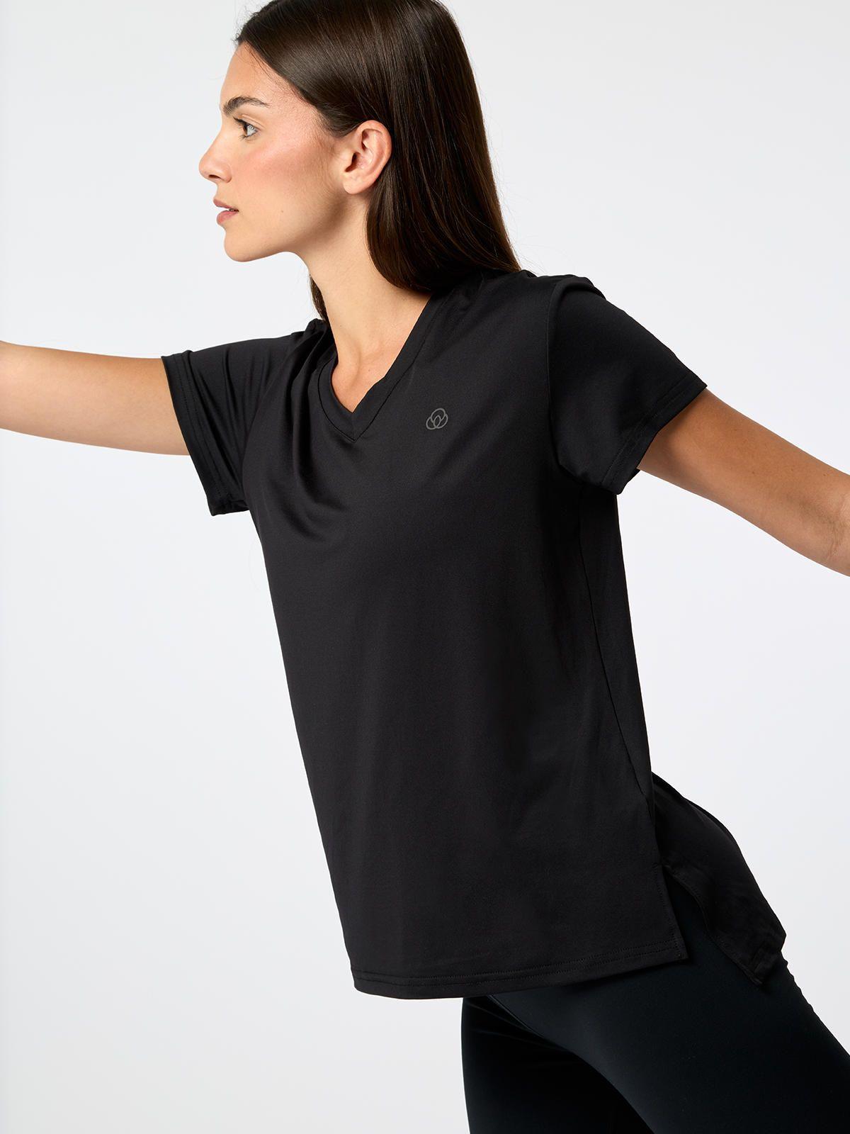 Polera V Neck Rec Negra Mujer-3