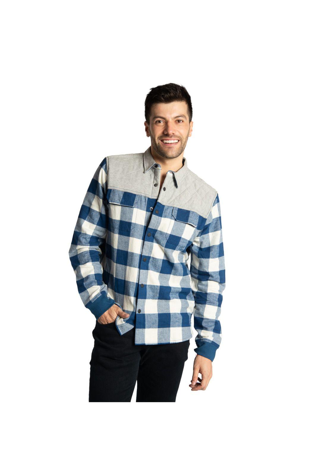 Camisa Manga Larga Hombre Fdtn Hybrid Flannel Azul-0