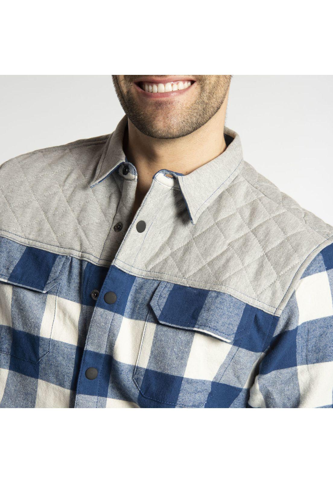 Camisa Manga Larga Hombre Fdtn Hybrid Flannel Azul-3