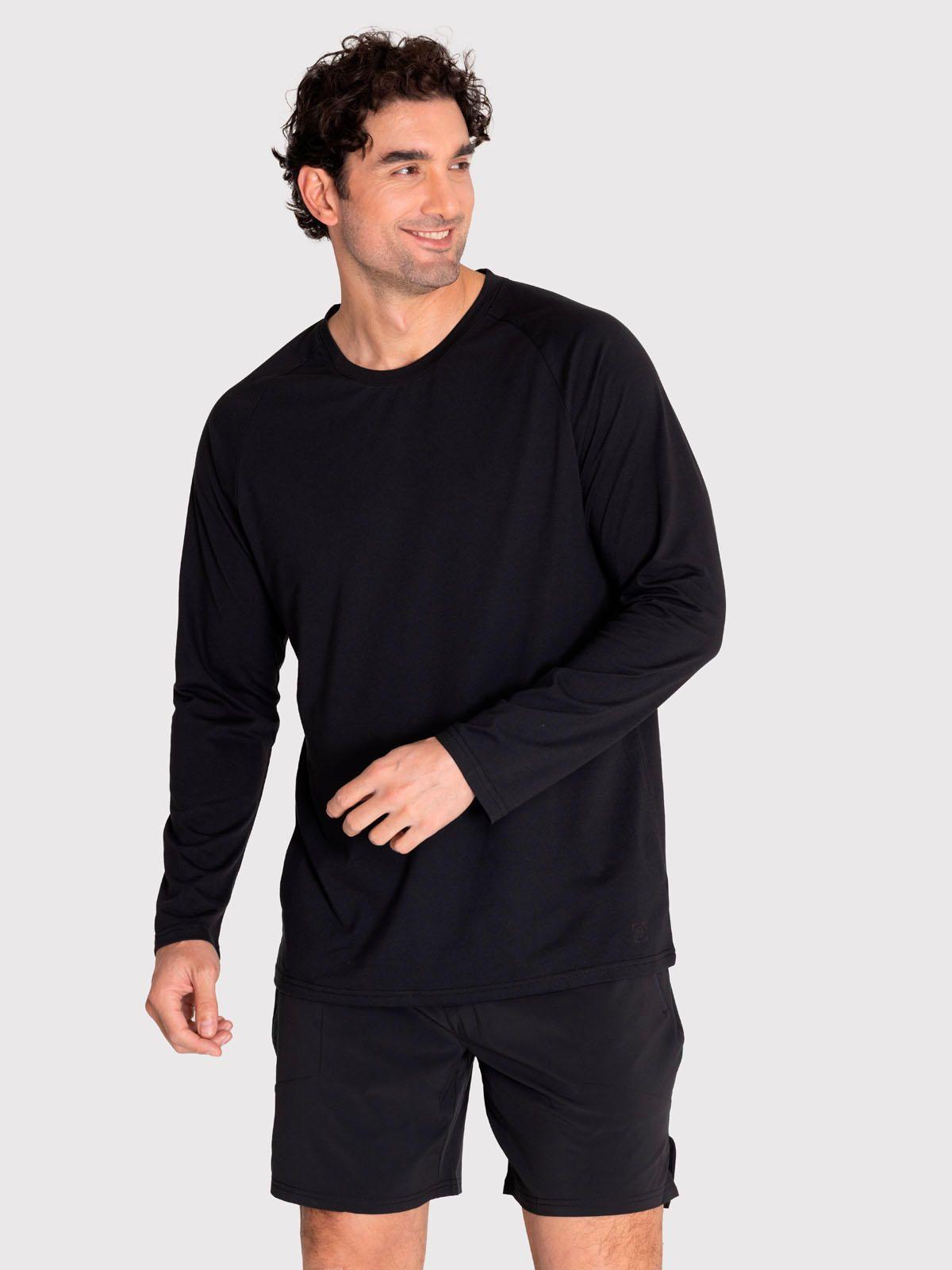 Polera deportiva Hombre Manga Larga Negra-0