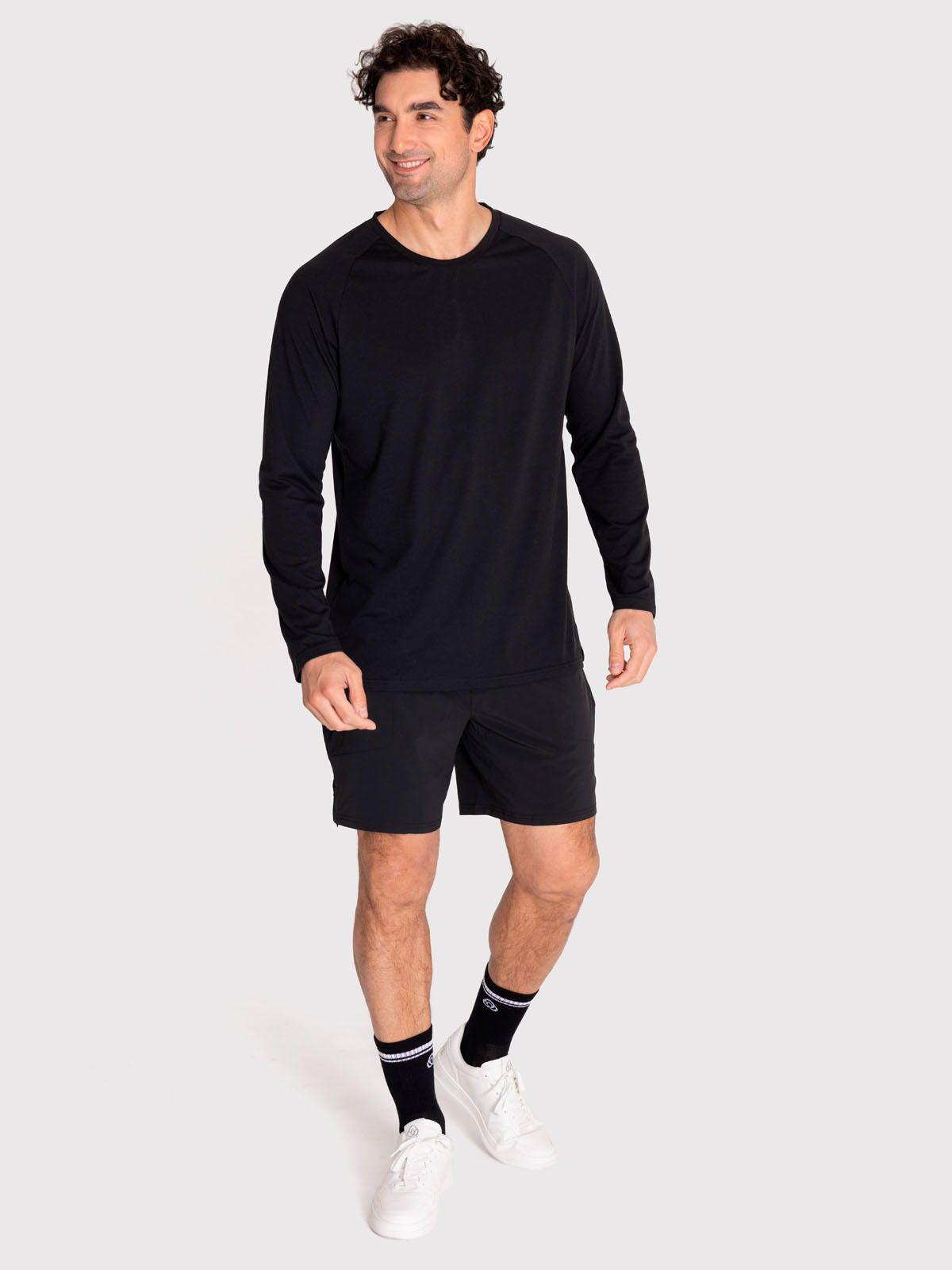 Polera deportiva Hombre Manga Larga Negra-1