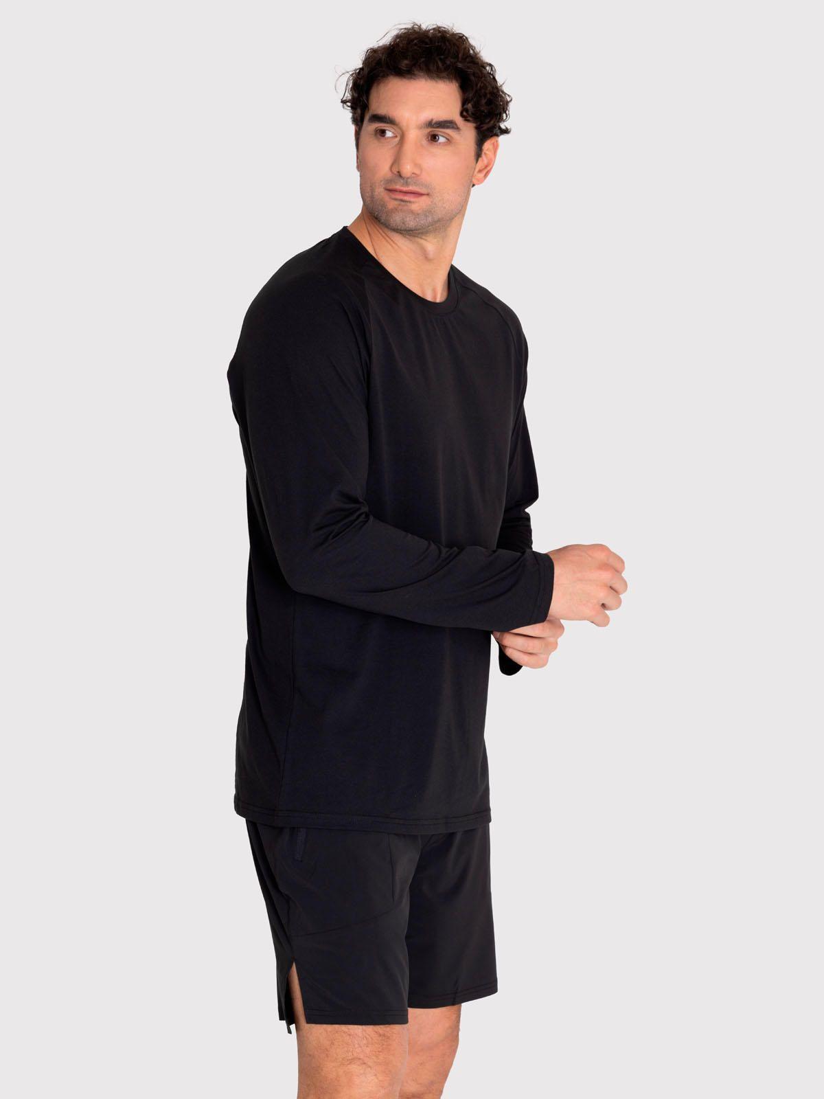 Polera deportiva Hombre Manga Larga Negra-3