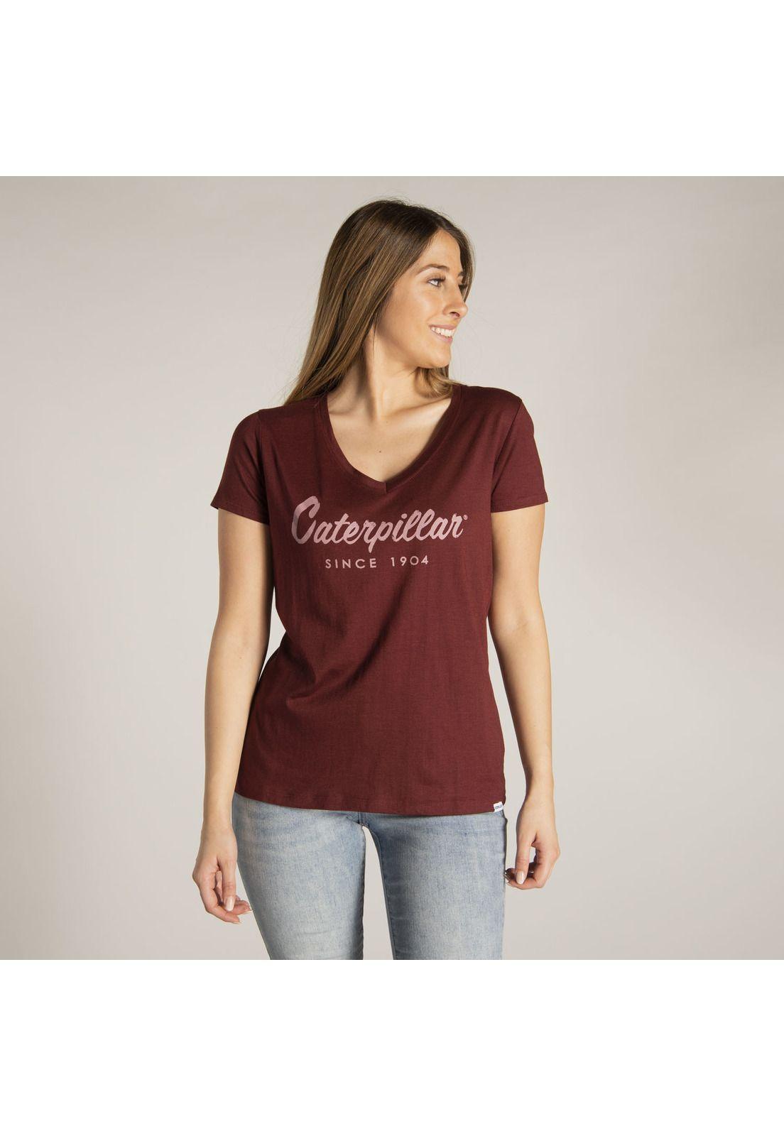 Polera M/C Mujer Logo Script V-Neck T Rojo-1