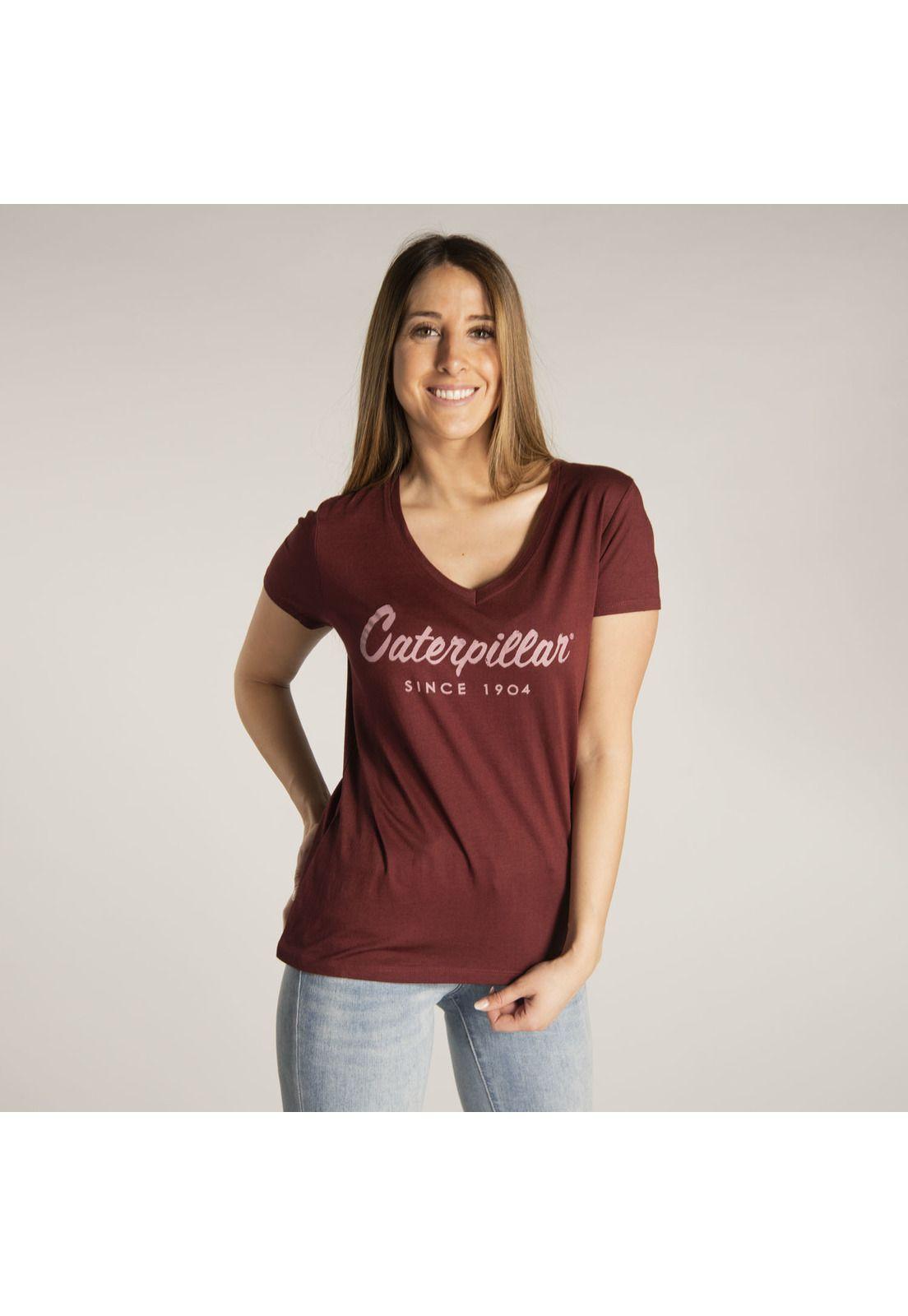 Polera M/C Mujer Logo Script V-Neck T Rojo-2