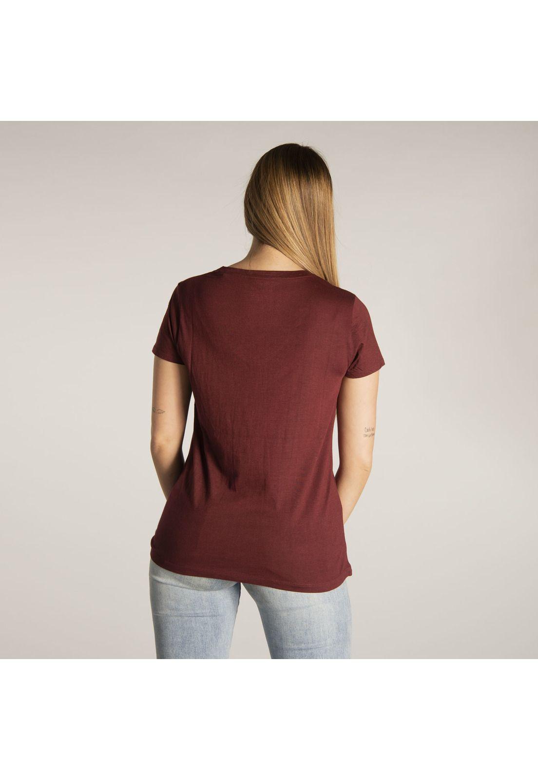 Polera M/C Mujer Logo Script V-Neck T Rojo-4