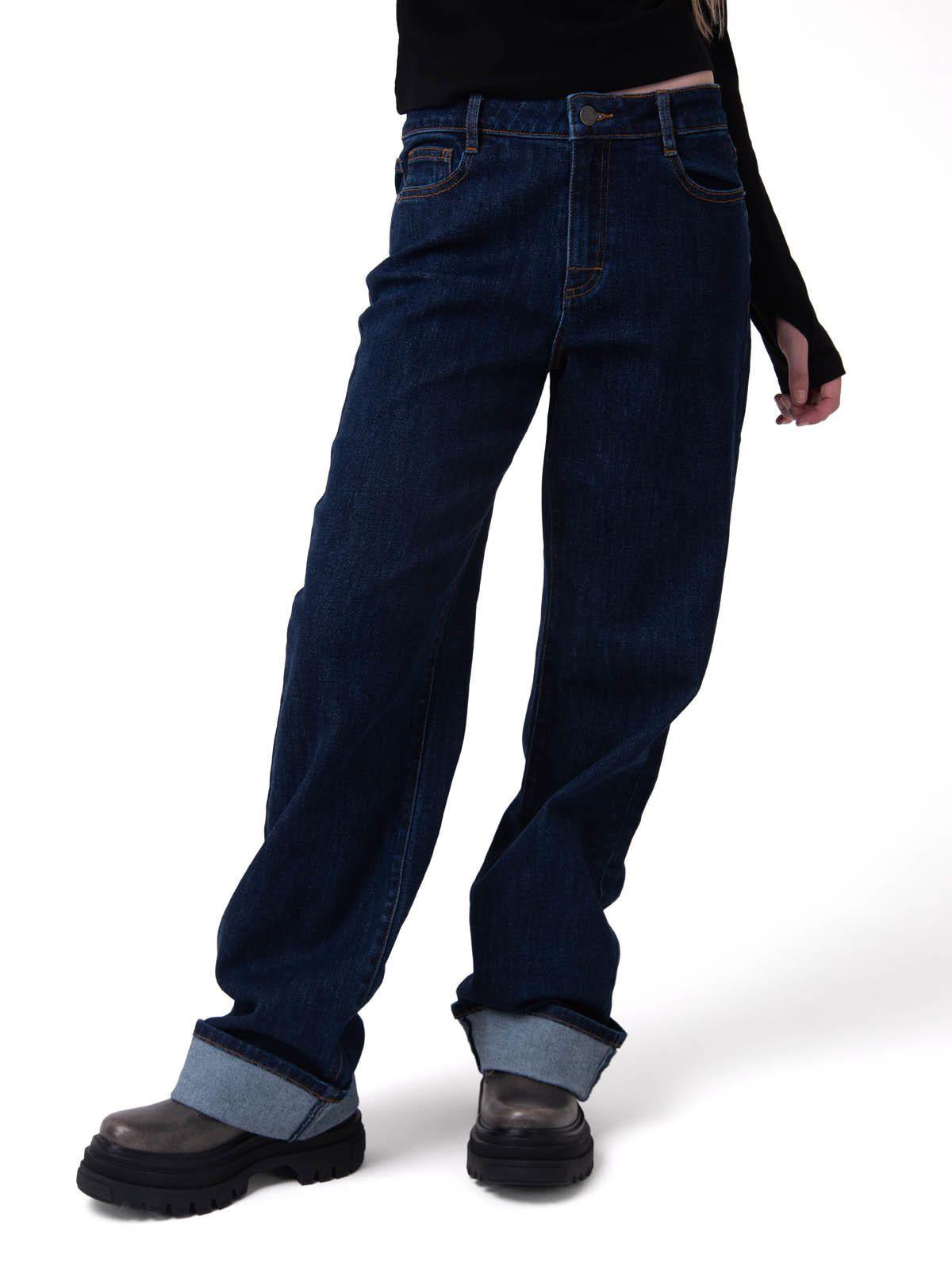 Jeans Tiro Medio Mujer Denim Azul Oscuro-0