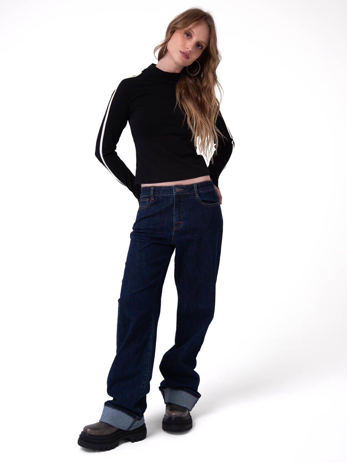 Jeans Tiro Medio Mujer Denim Azul Oscuro-6