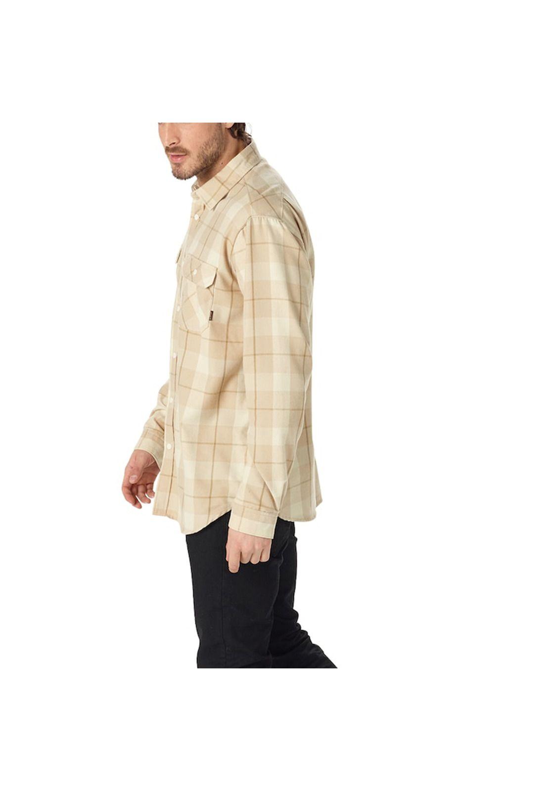 Camisa M/L Hombre Brighton Tech Fl Beige Burton-1