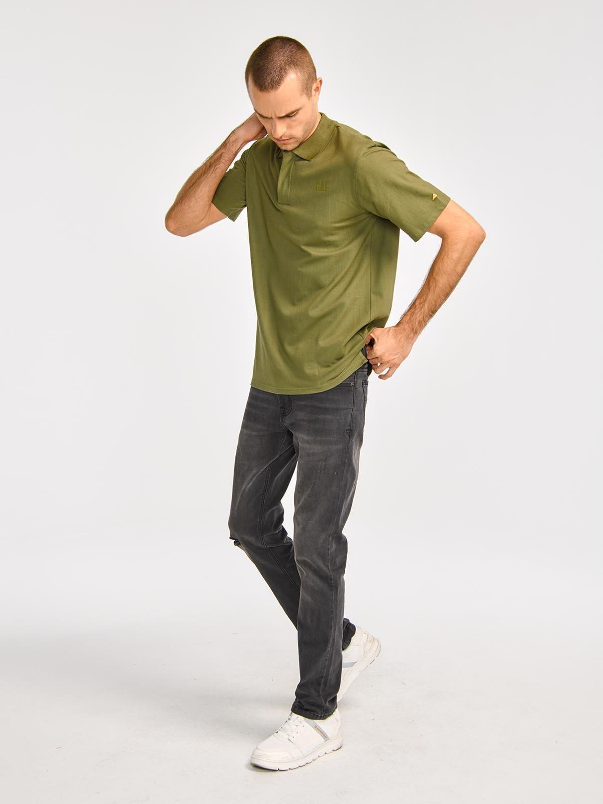 Polera Polo Logo Hombre Oliva-3