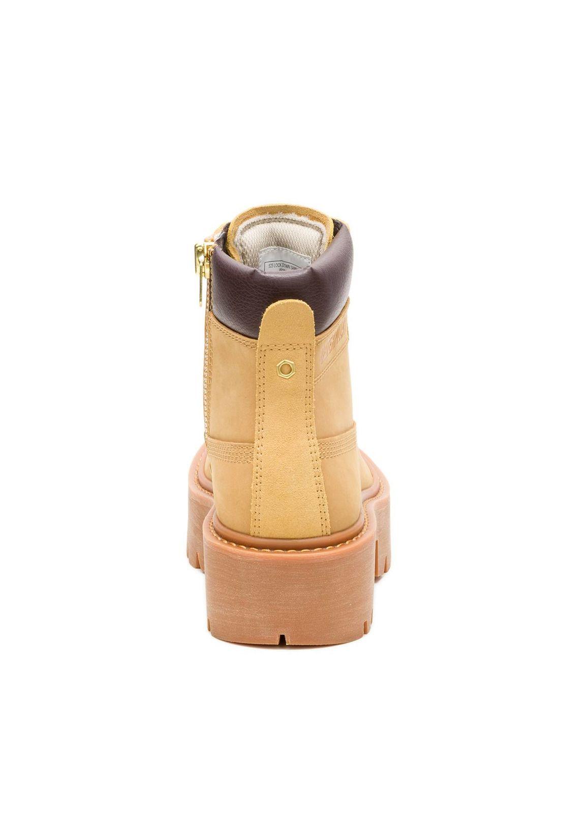 Botin Cuero Mujer Colorado Max 6 Zip Café Claro-5