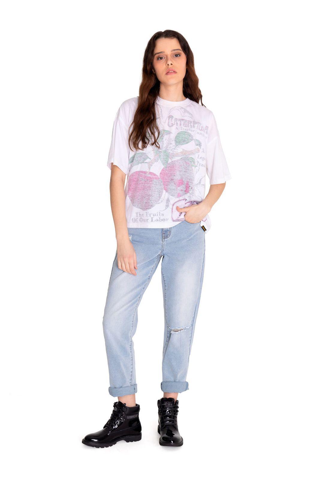 Polera Manga Corta Mujer Boxy Novelty Tee 1 Blanco-5