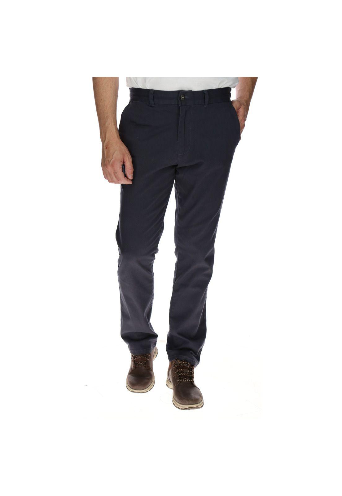 Pantalón Hombre Slim Stretch Chino Algodón Azul-0