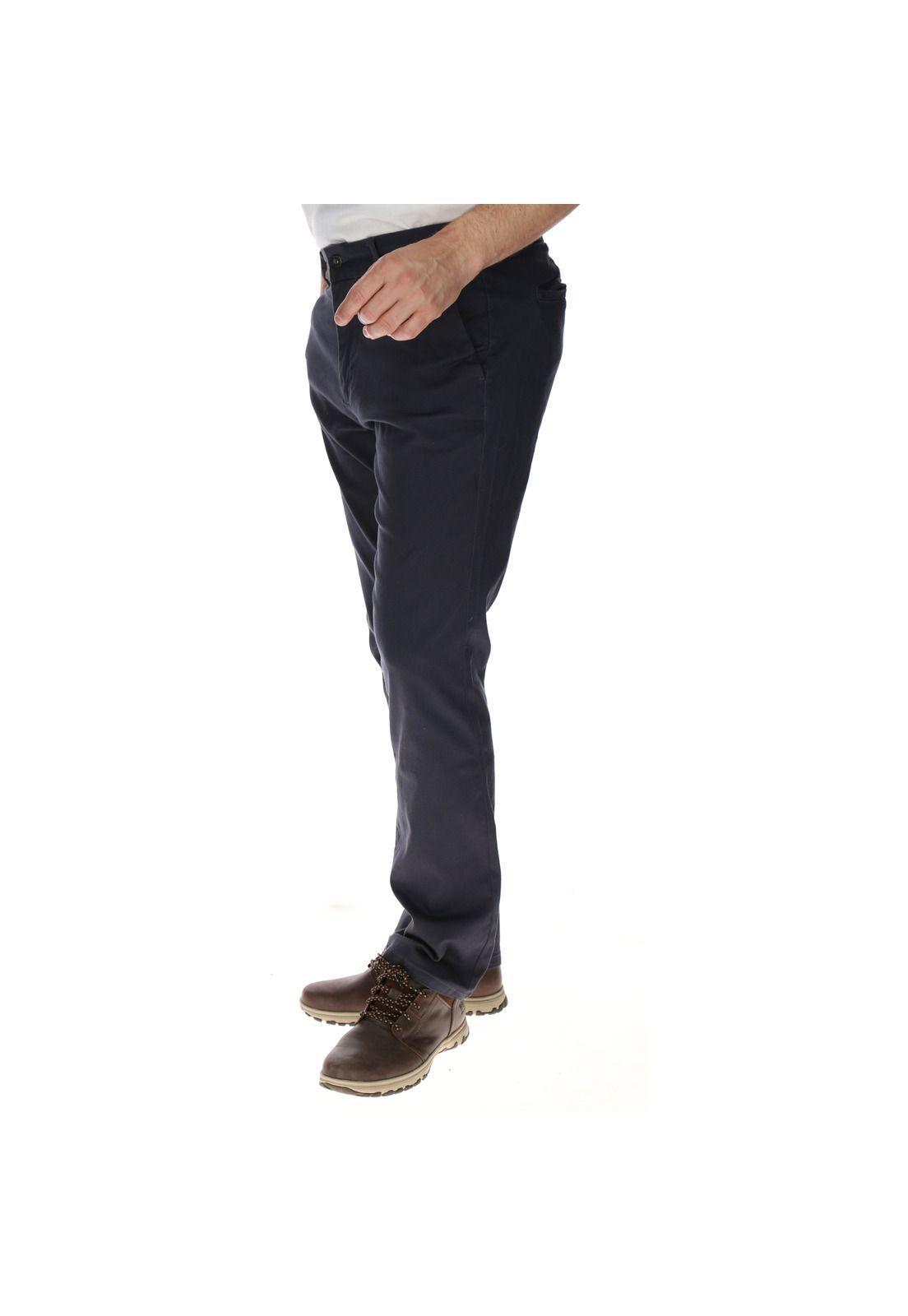 Pantalón Hombre Slim Stretch Chino Algodón Azul-1