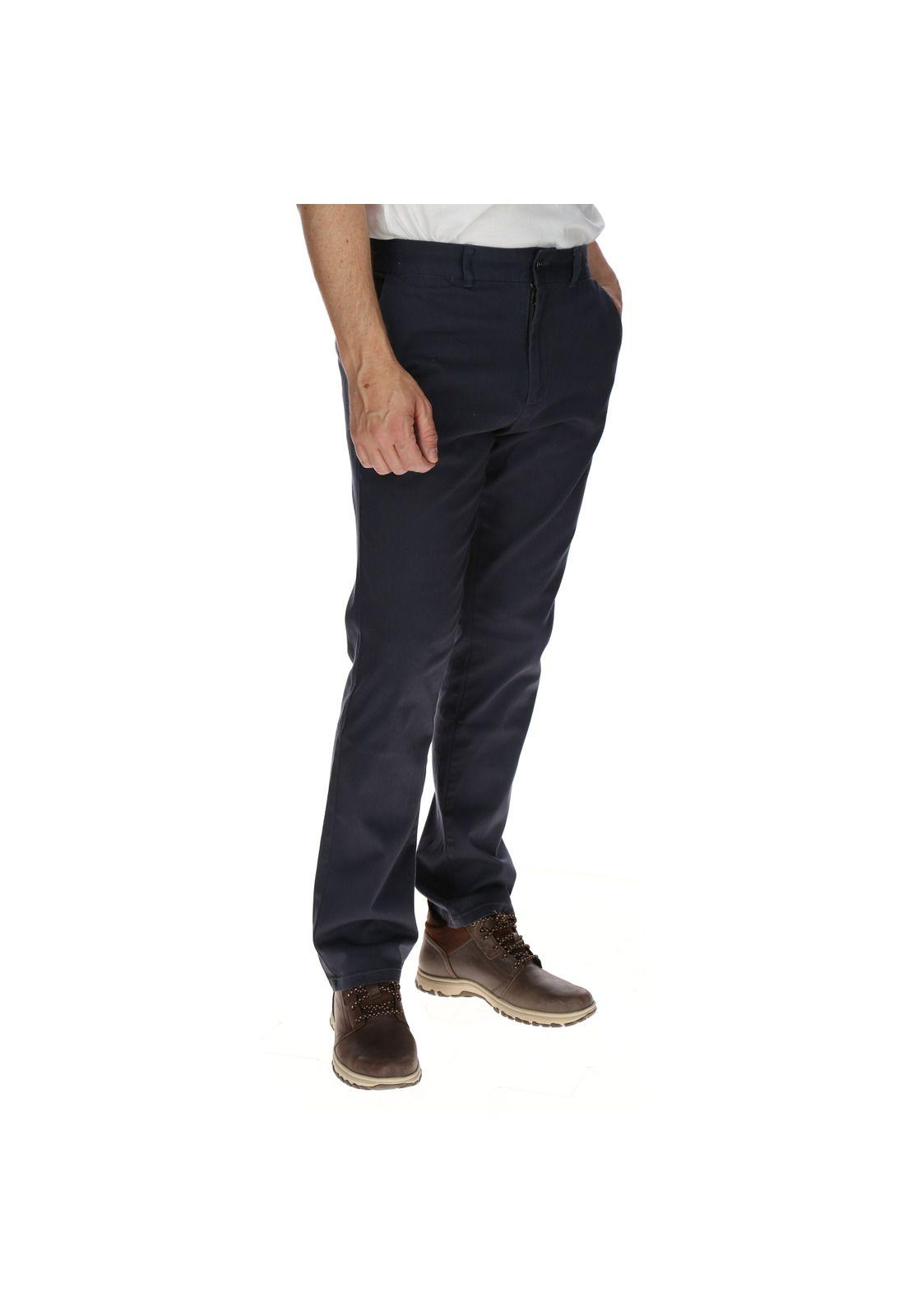 Pantalón Hombre Slim Stretch Chino Algodón Azul-3