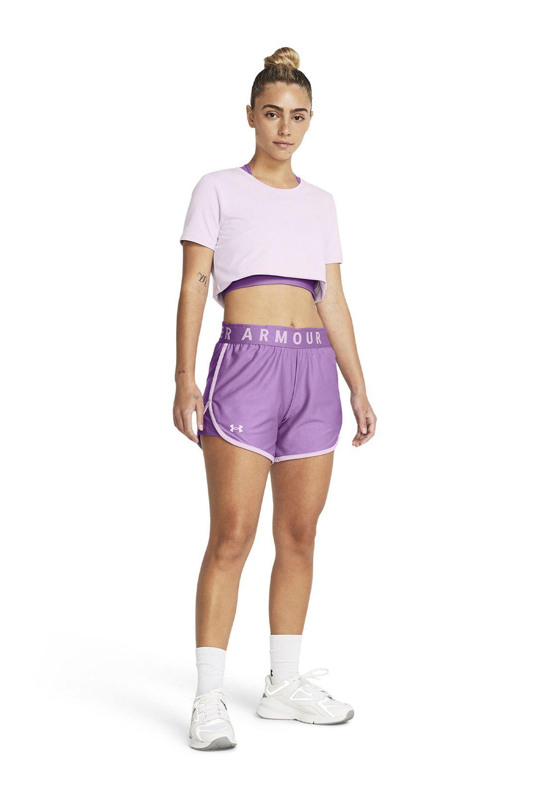 Shorts UA Play Up De 5" para Mujer Morado-3